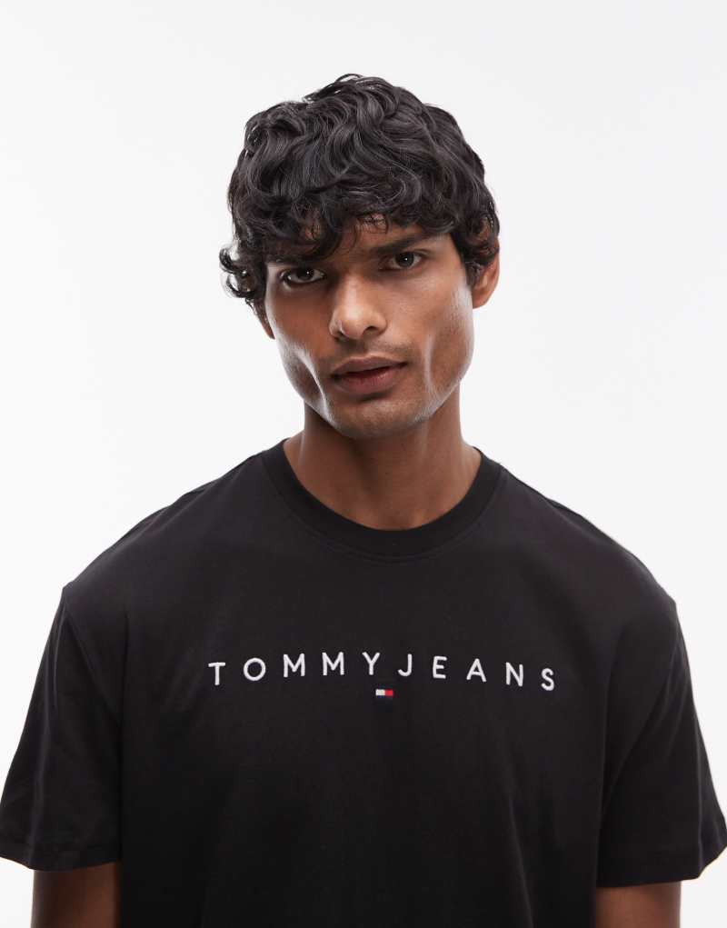 Tommy Jeans linear logo t-shirt in black Tommy Jeans