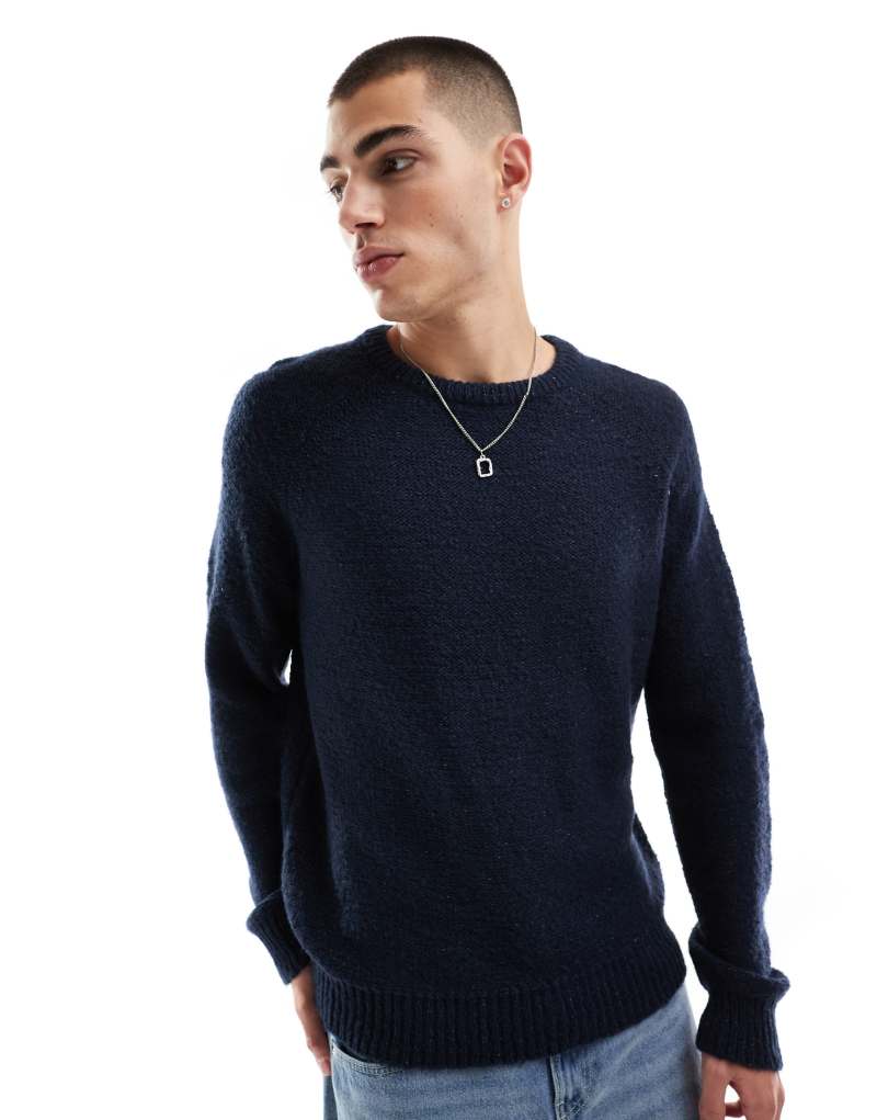 Threadbare chunky knit sweater in navy Threadbare