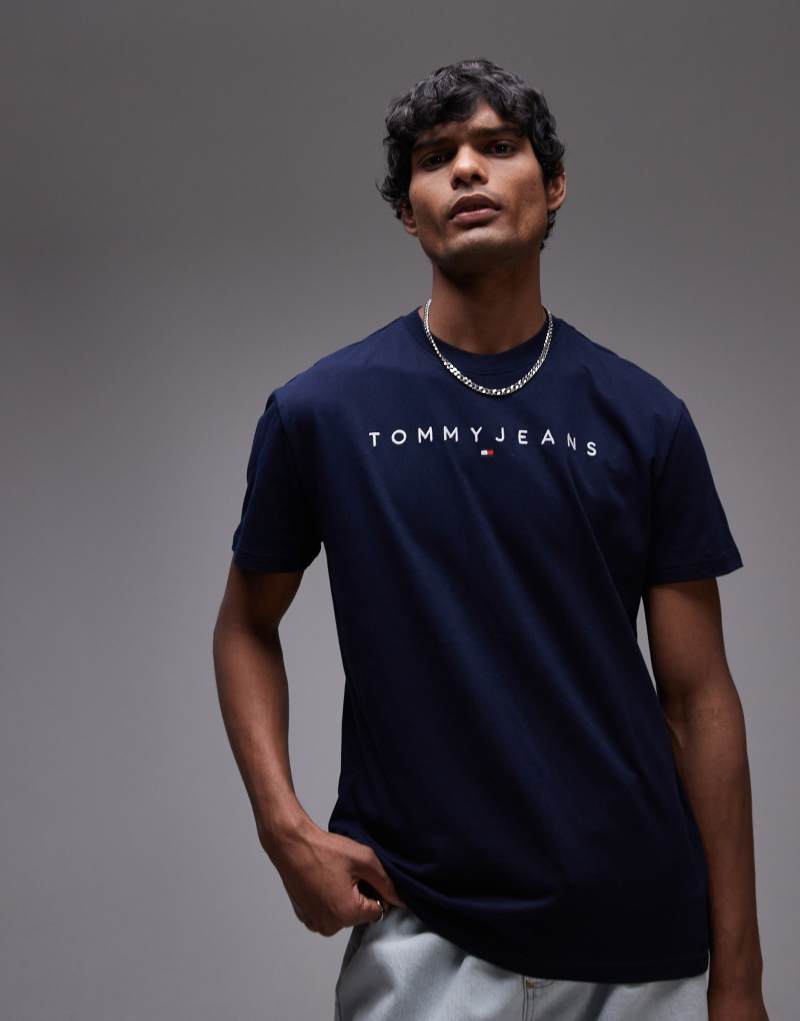 Tommy Jeans linear logo t-shirt in navy Tommy Jeans