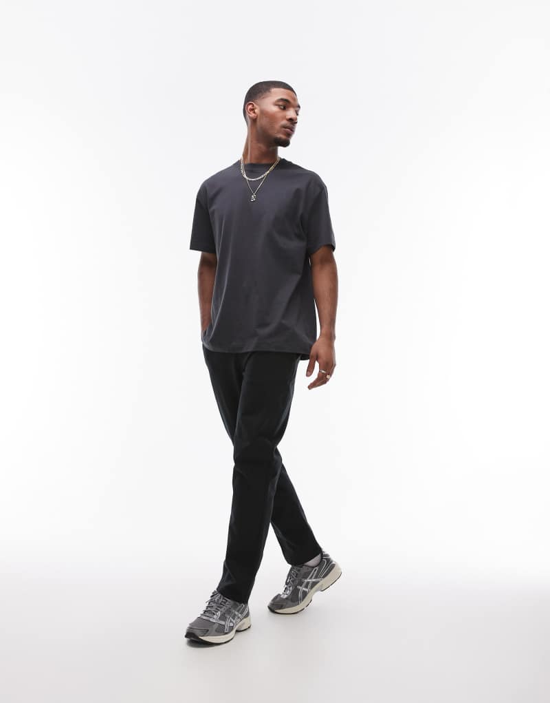 Topman straight chino pants in black Topman