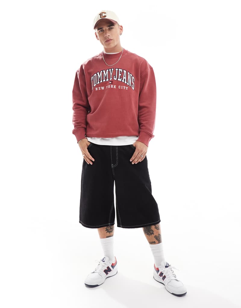 Tommy Jeans varsity logo sweatshirt in washed red Tommy Jeans