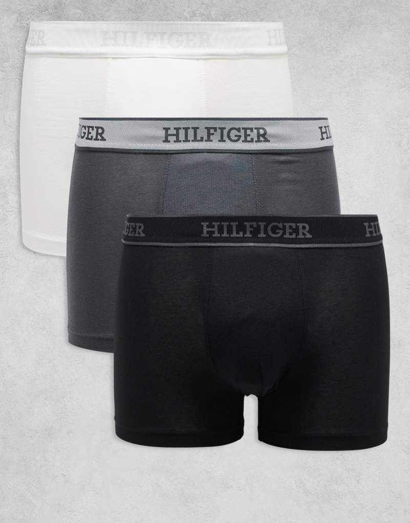 Tommy Hilfiger Monotype 3 pack boxer briefs in gray/white/black Tommy Hilfiger