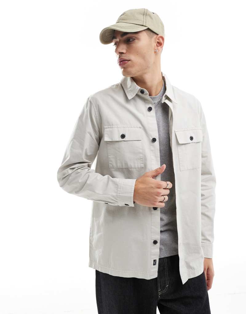 Threadbare overshirt in off white Threadbare