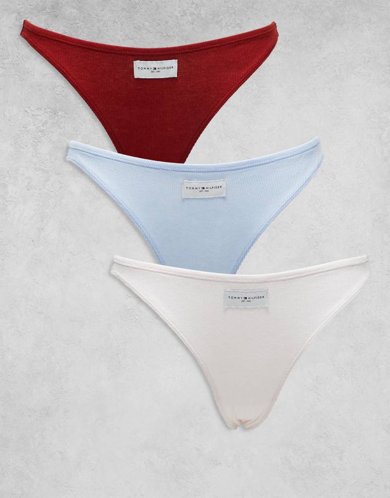 Tommy Hilfiger 3 pack rib bikini brief with logo in multi Tommy Hilfiger