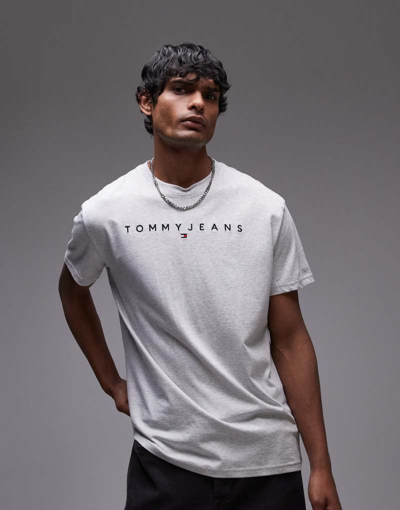 Tommy Jeans linear logo t-shirt in gray Tommy Jeans