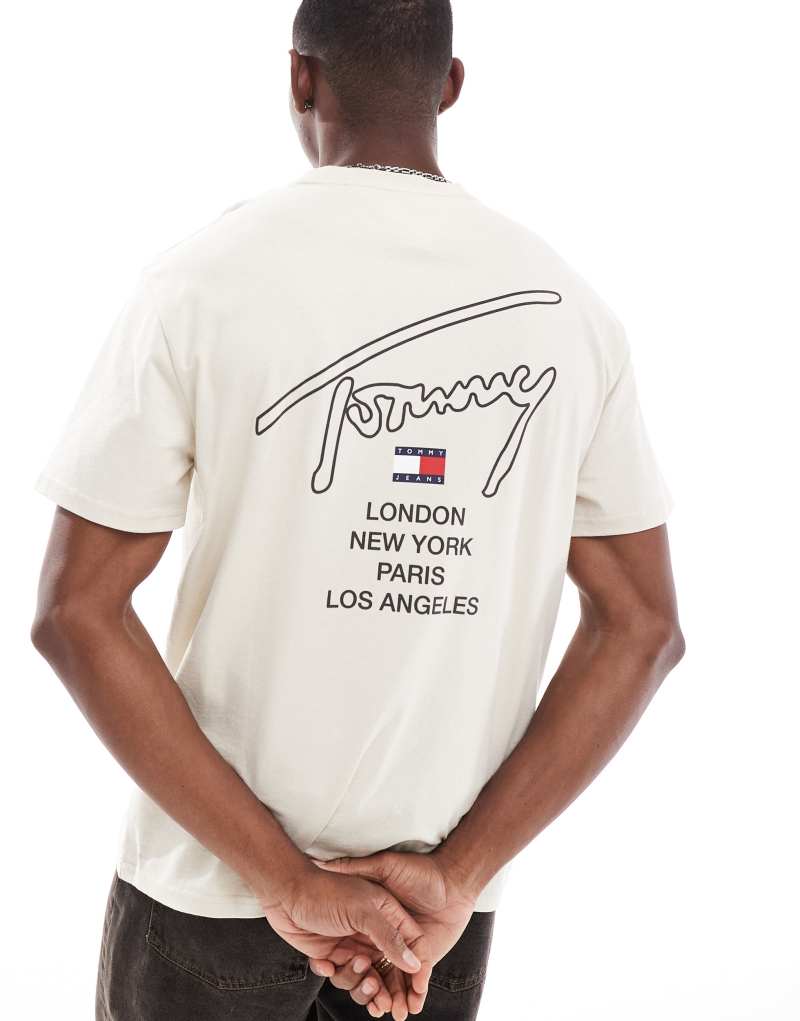 Tommy Jeans city signature back print T-shirt in beige Tommy Jeans