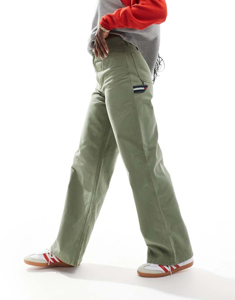 Tommy Jeans Mia relaxed straight carpenter pants in green  Tommy Jeans