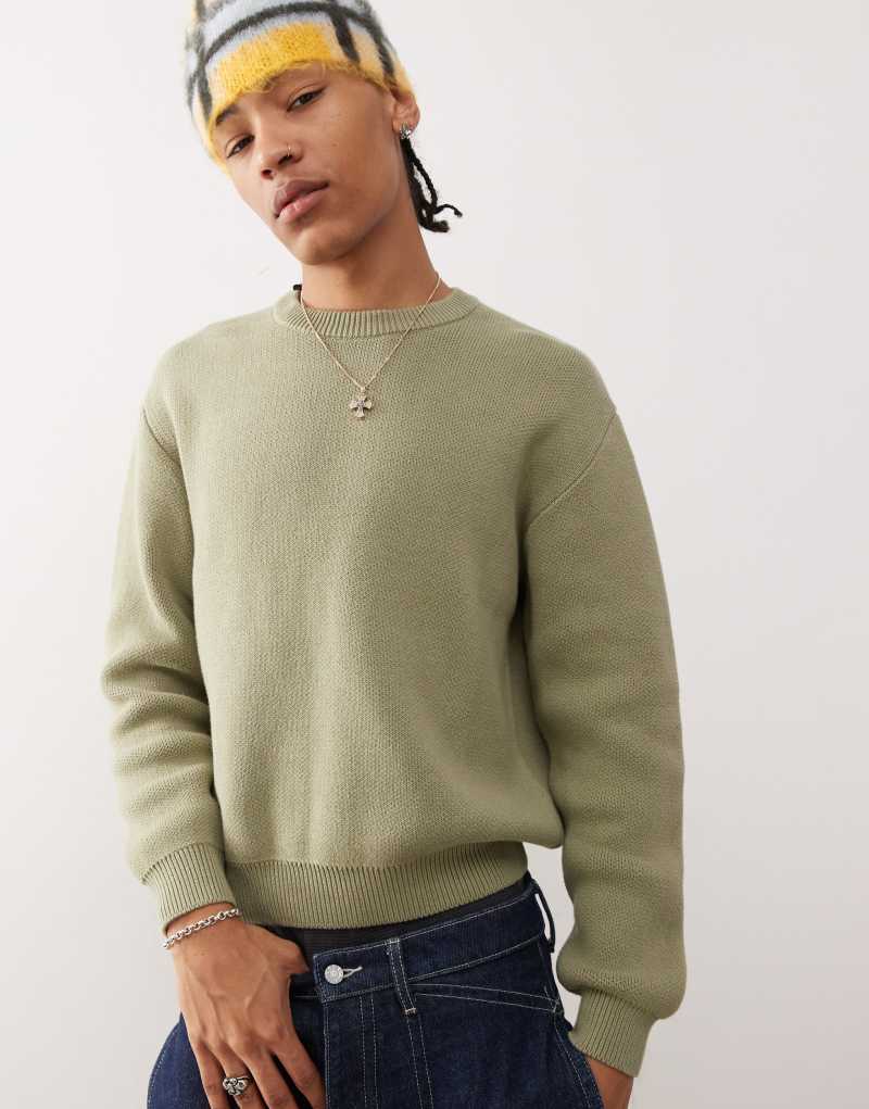 Weekday Emilio sweater in khaki Weekday