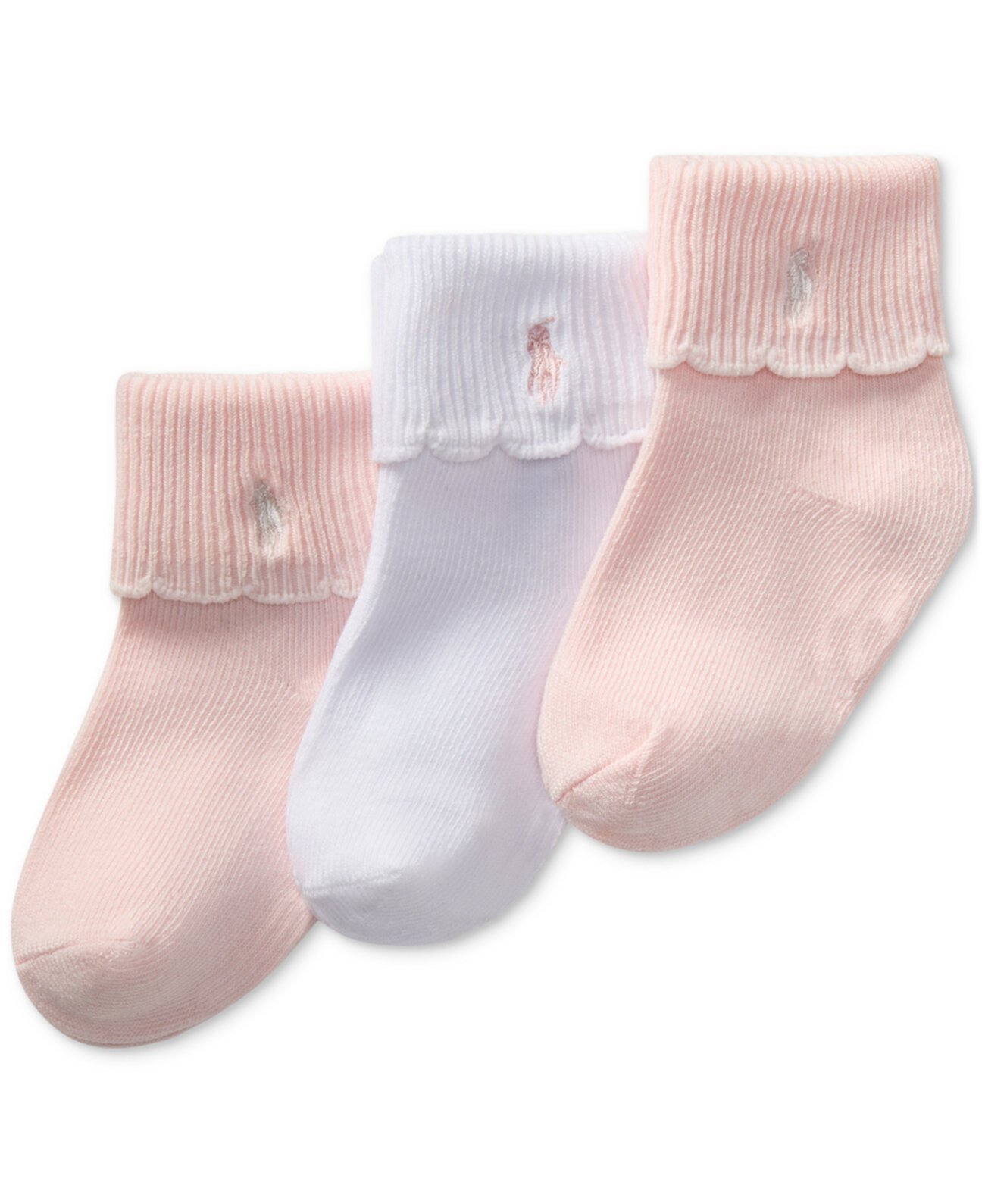 Baby Girls Polo Baby Scallop Turn-Cuff Socks, 3 Pack Polo Ralph Lauren