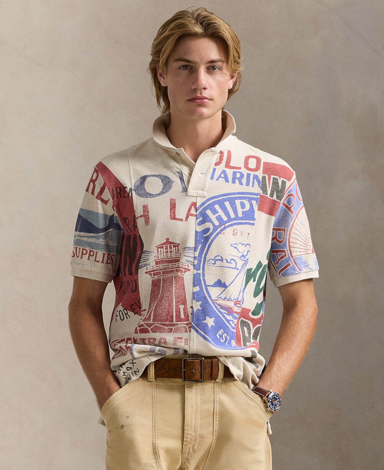 Men's Classic Dry Goods–Print Mesh Polo Shirt Polo Ralph Lauren