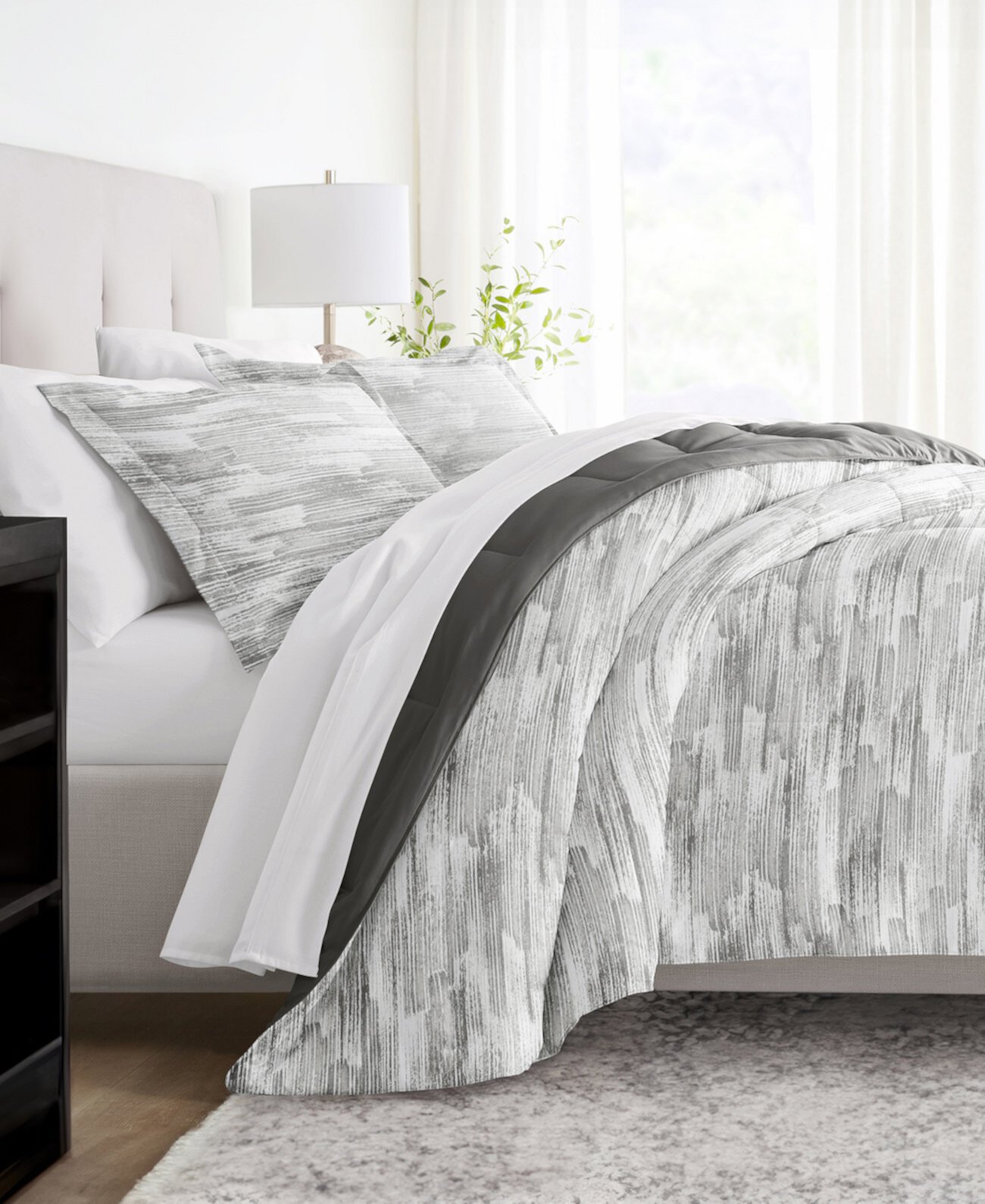 Textured Stripe 3-Piece Comforter Set, Full/Queen Ienjoy Home