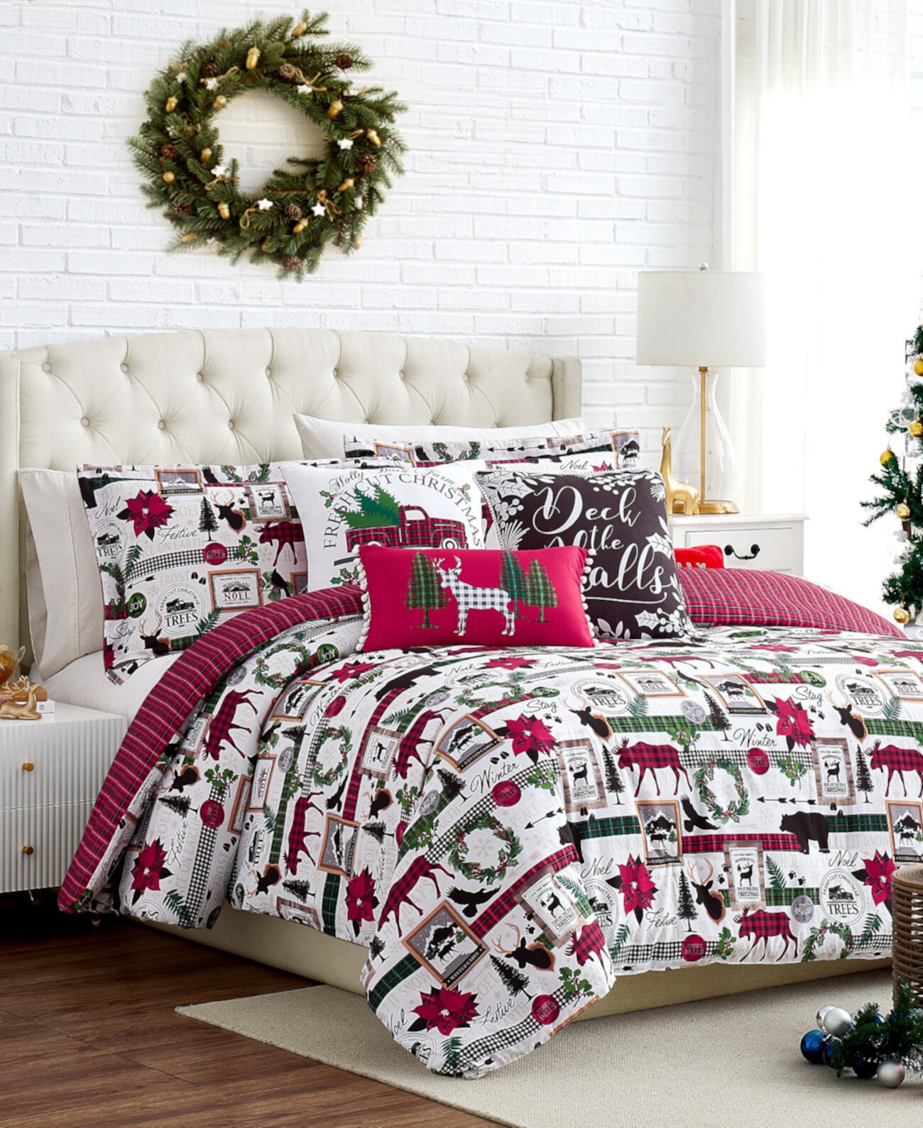 Merry Town Christmas Reversible 6-Pc. Comforter Set, Full/Queen Southshore Fine Linens