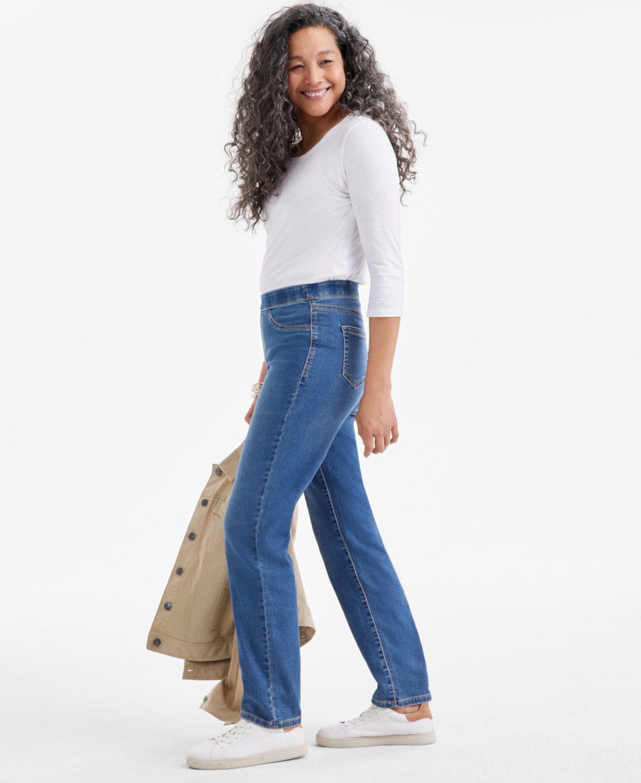 Women's Mid-Rise Straight Pull-On Jeans, Exclusively at Macy's Style & Co