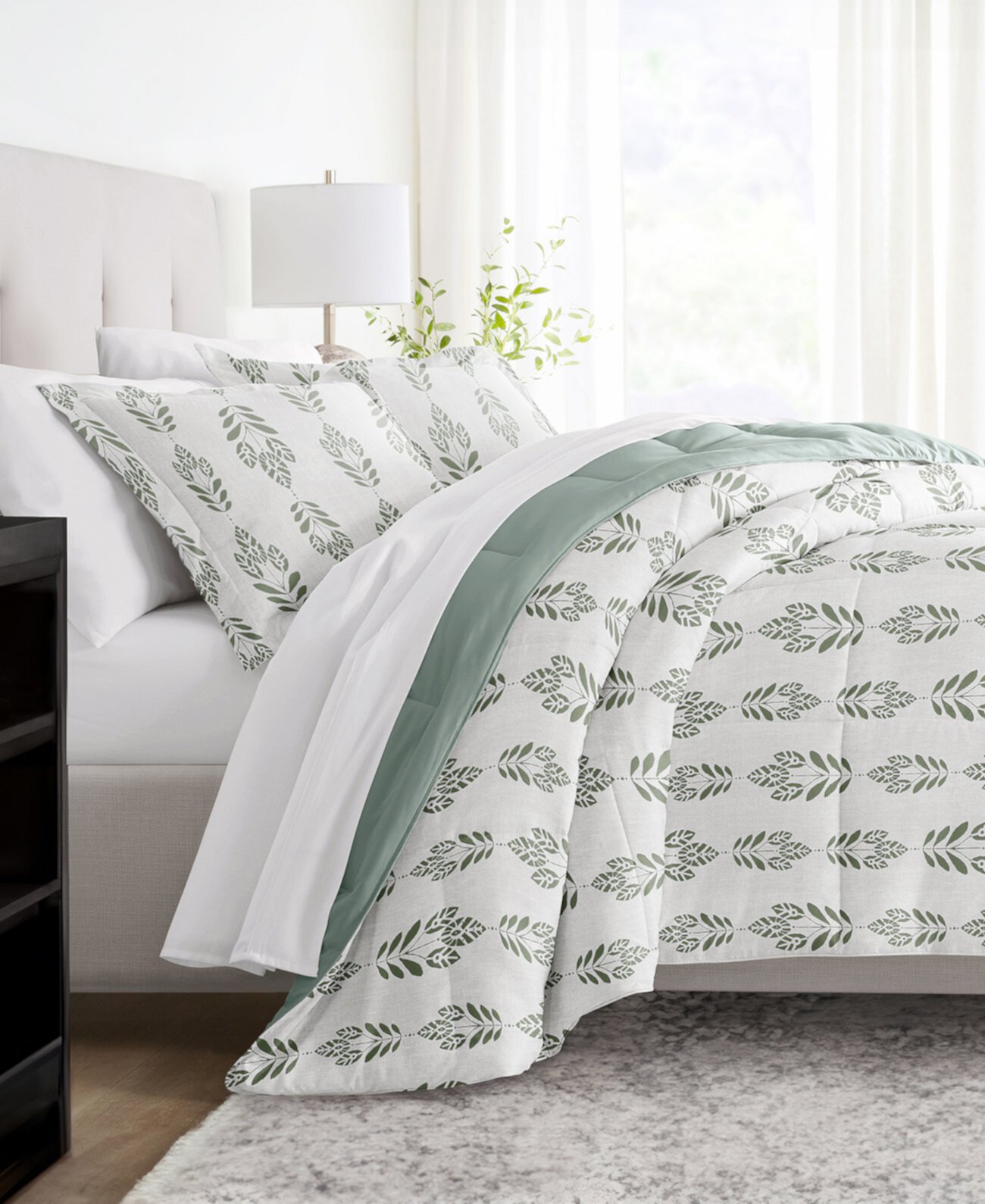 Folk Leaves 3-Piece Comforter Set, Full/Queen Ienjoy Home