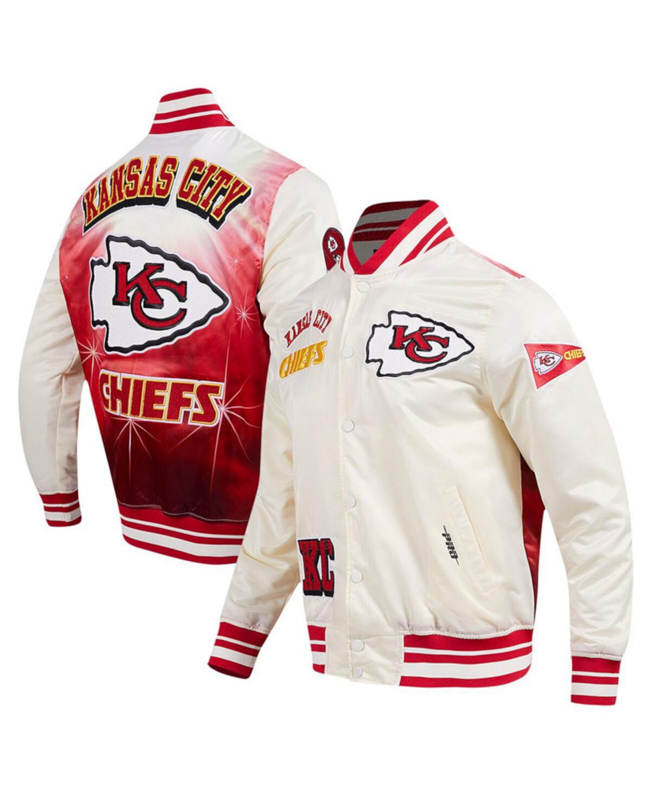 Men's Cream Kansas City Chiefs Sublimated Satin Full-Snap Jacket Pro Standard