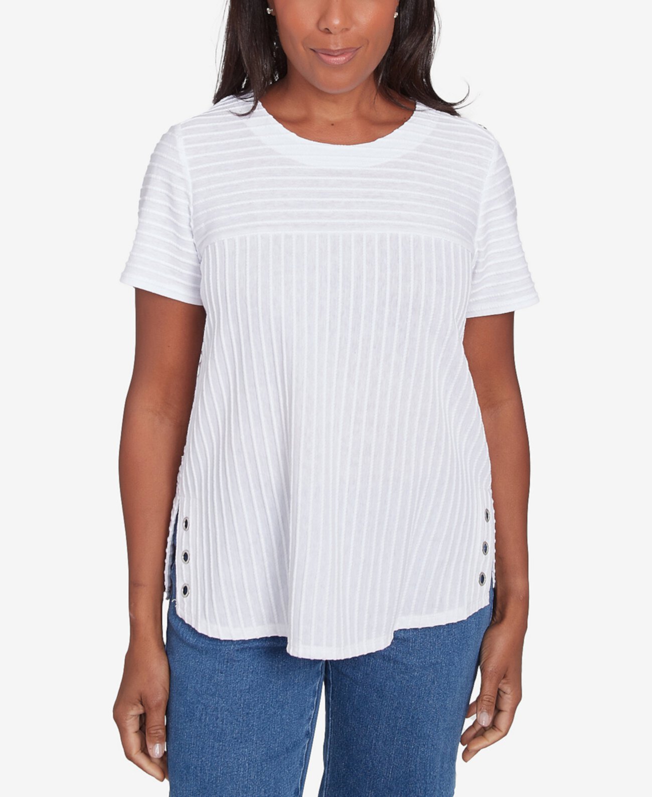 Women's Classic Solid Textured Short Sleeve Top Alfred Dunner