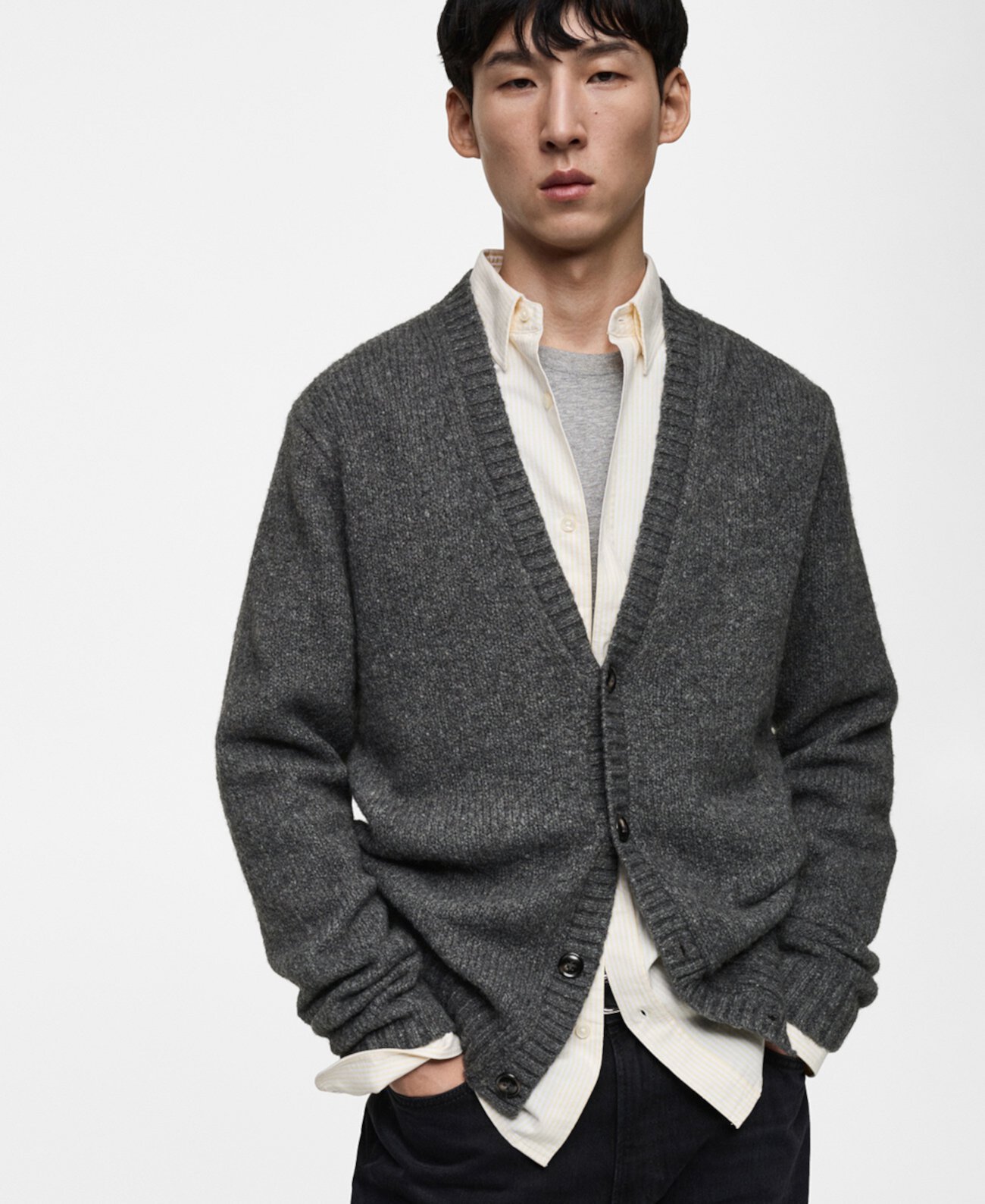 Men's Knit Wool-Blend Cardigan Mango