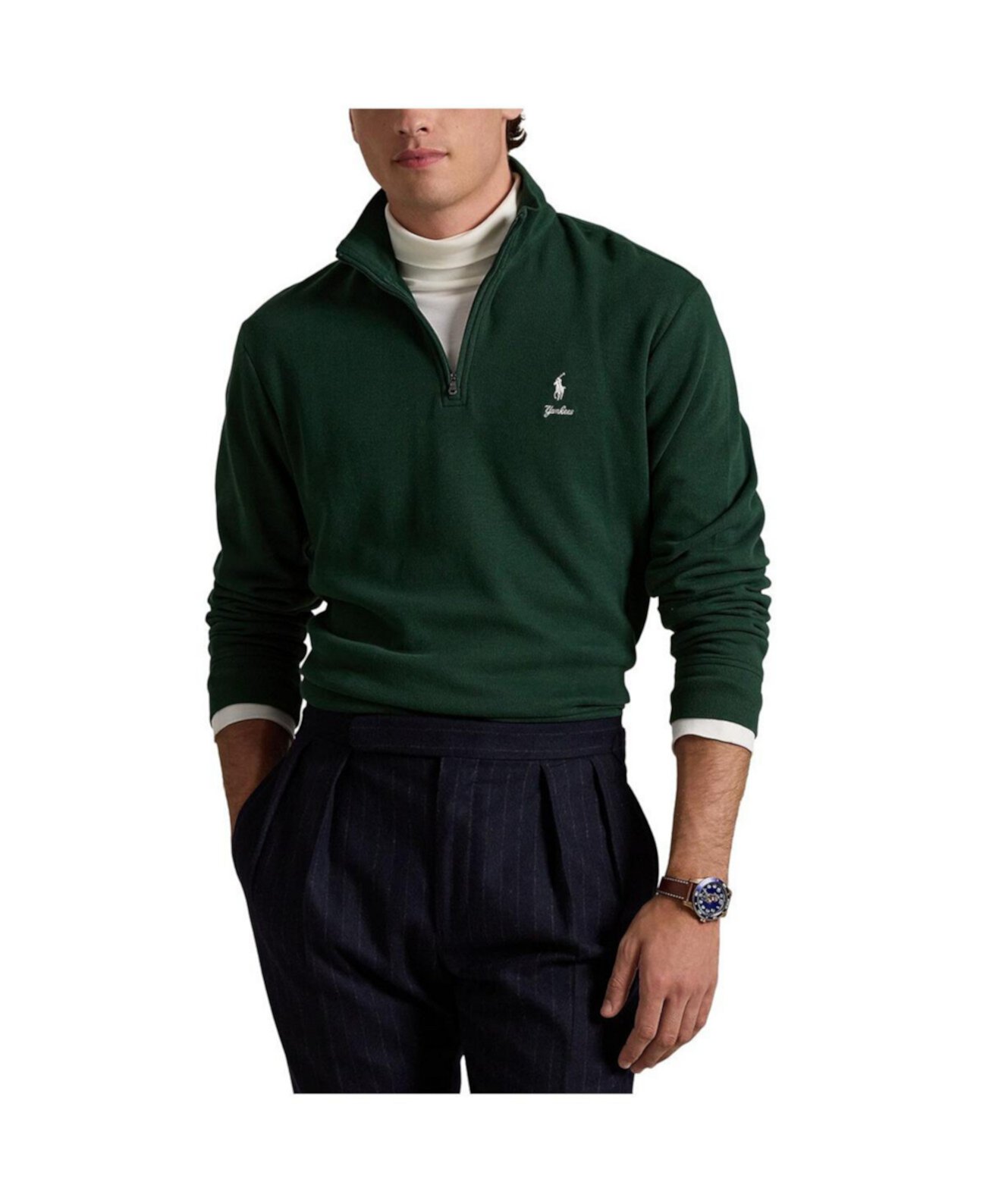 Men's Green New York Yankees Estate Quarter-Zip Sweatshirt Polo Ralph Lauren