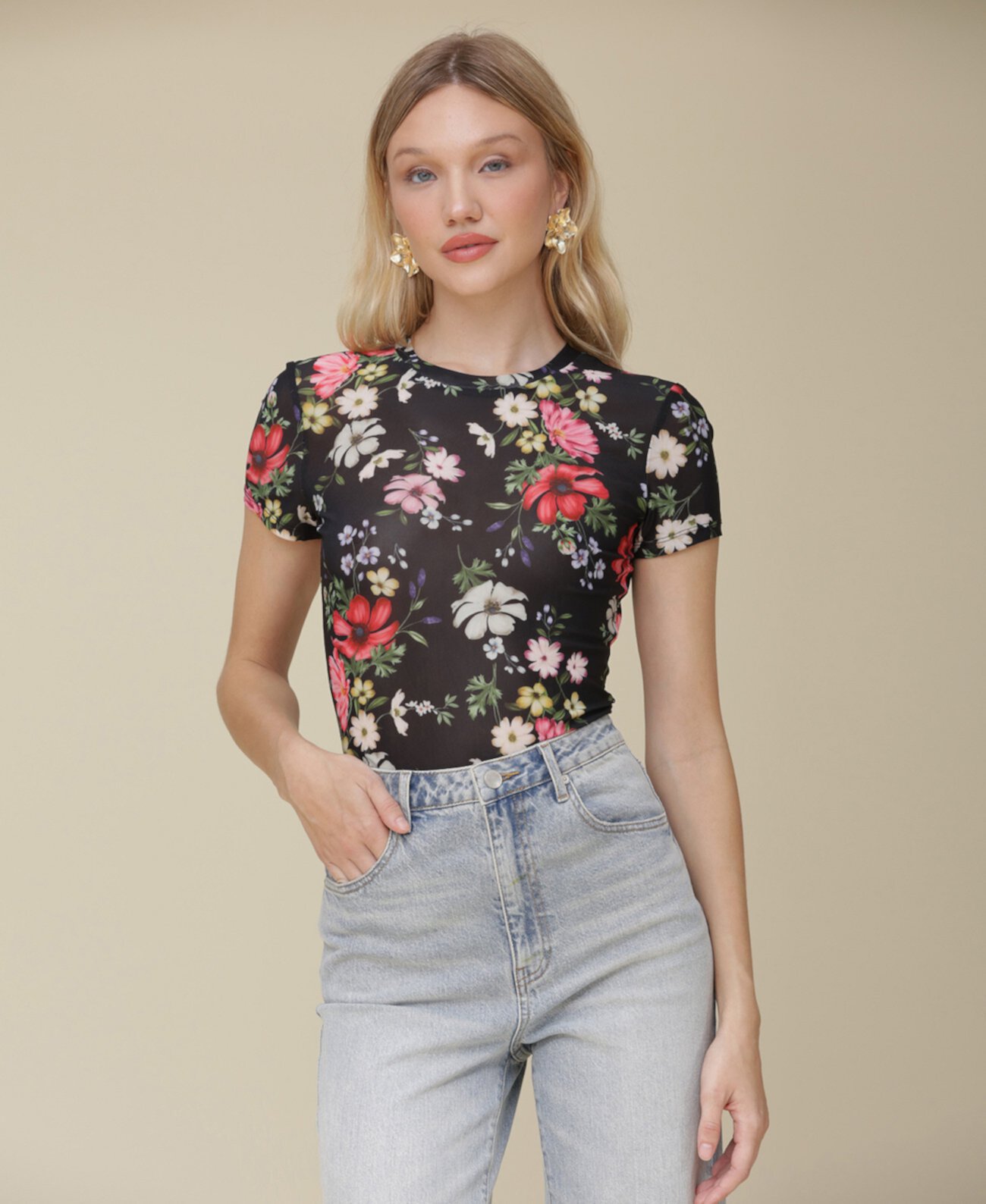 Women's Floral-Print Fitted T-Shirt Avec Les Filles