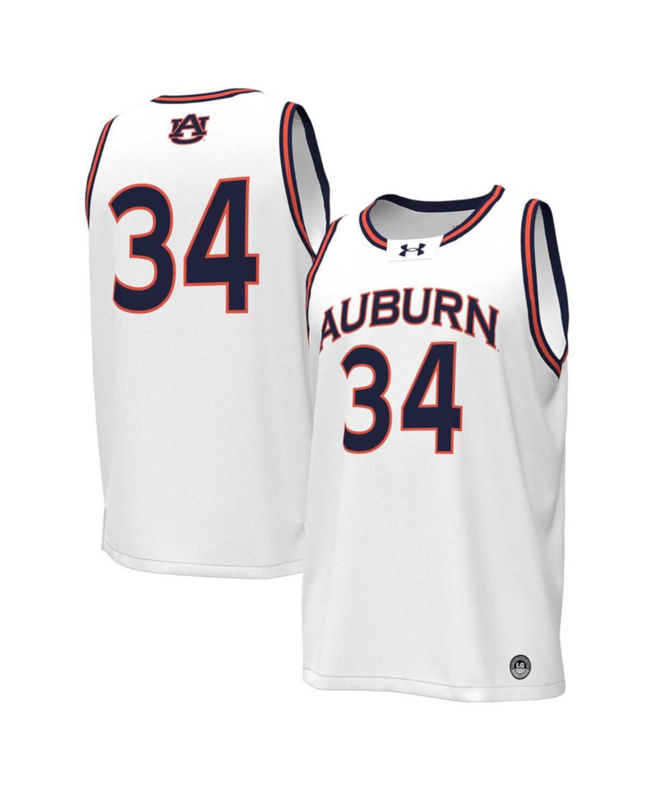 Men's 34 White Auburn Tigers Replica Basketball Jersey Under Armour