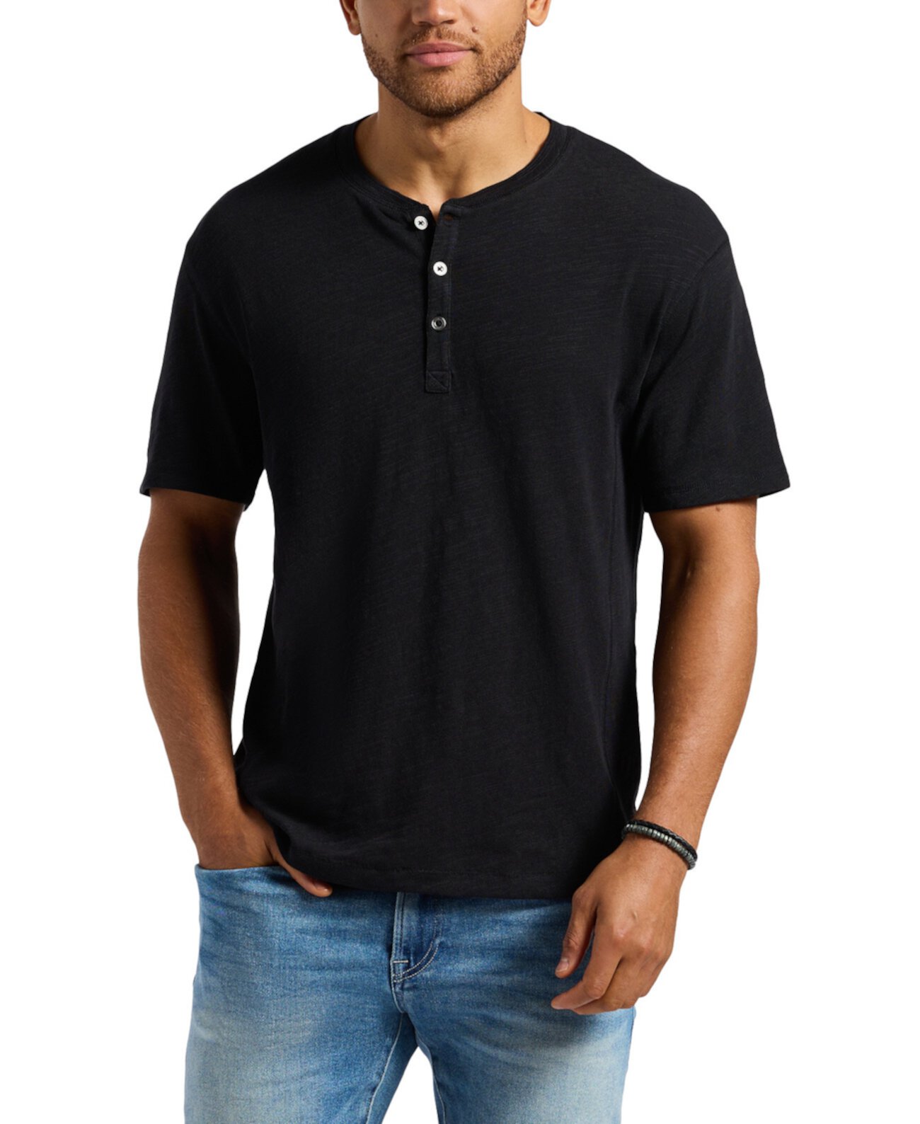 Men's Slub Knit Short Sleeve Relaxed Henley T-Shirt Buffalo