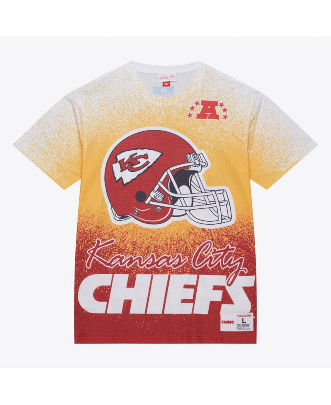 Мужская белая футболка с винтажным логотипом Team Burst Kansas City Chiefs, 85% полиэстер, 15% хлопок Mitchell & Ness