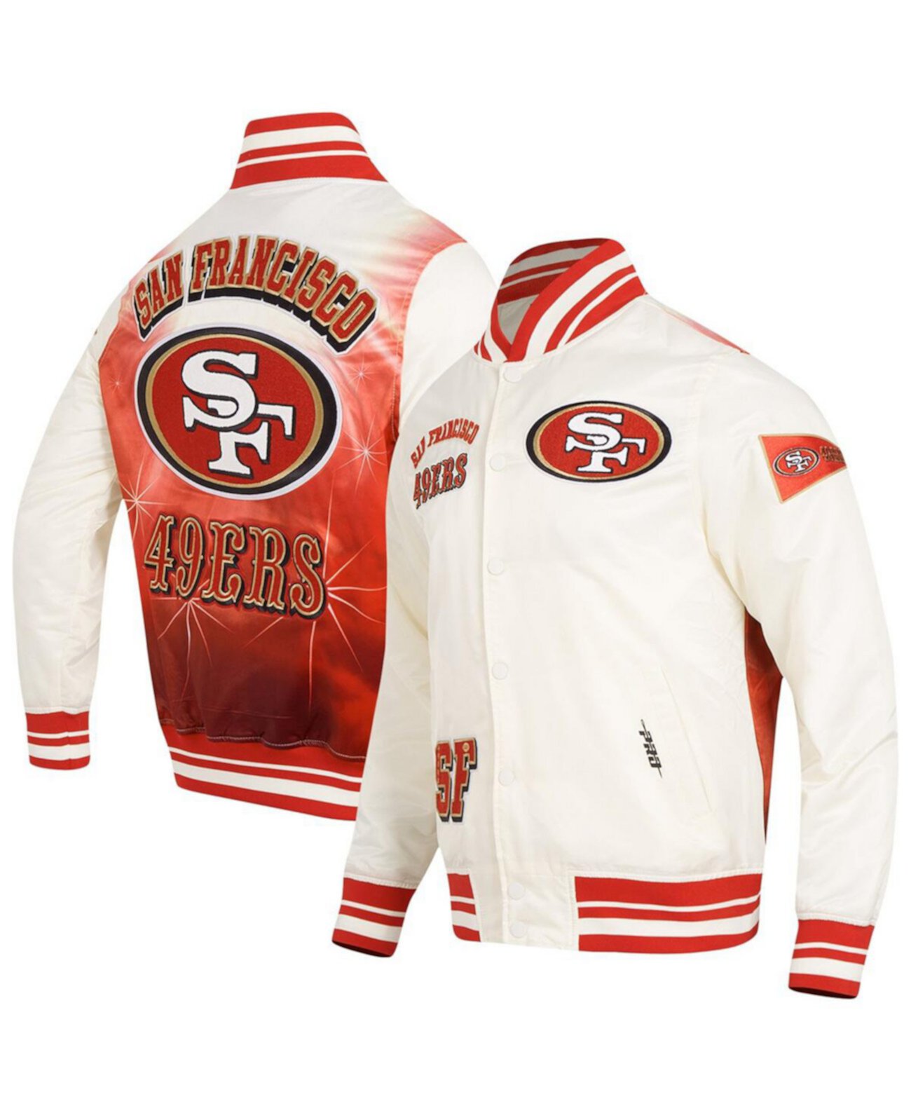 Men's Cream/Scarlet San Francisco 49ers Sublimated Satin Full-Snap Jacket Pro Standard