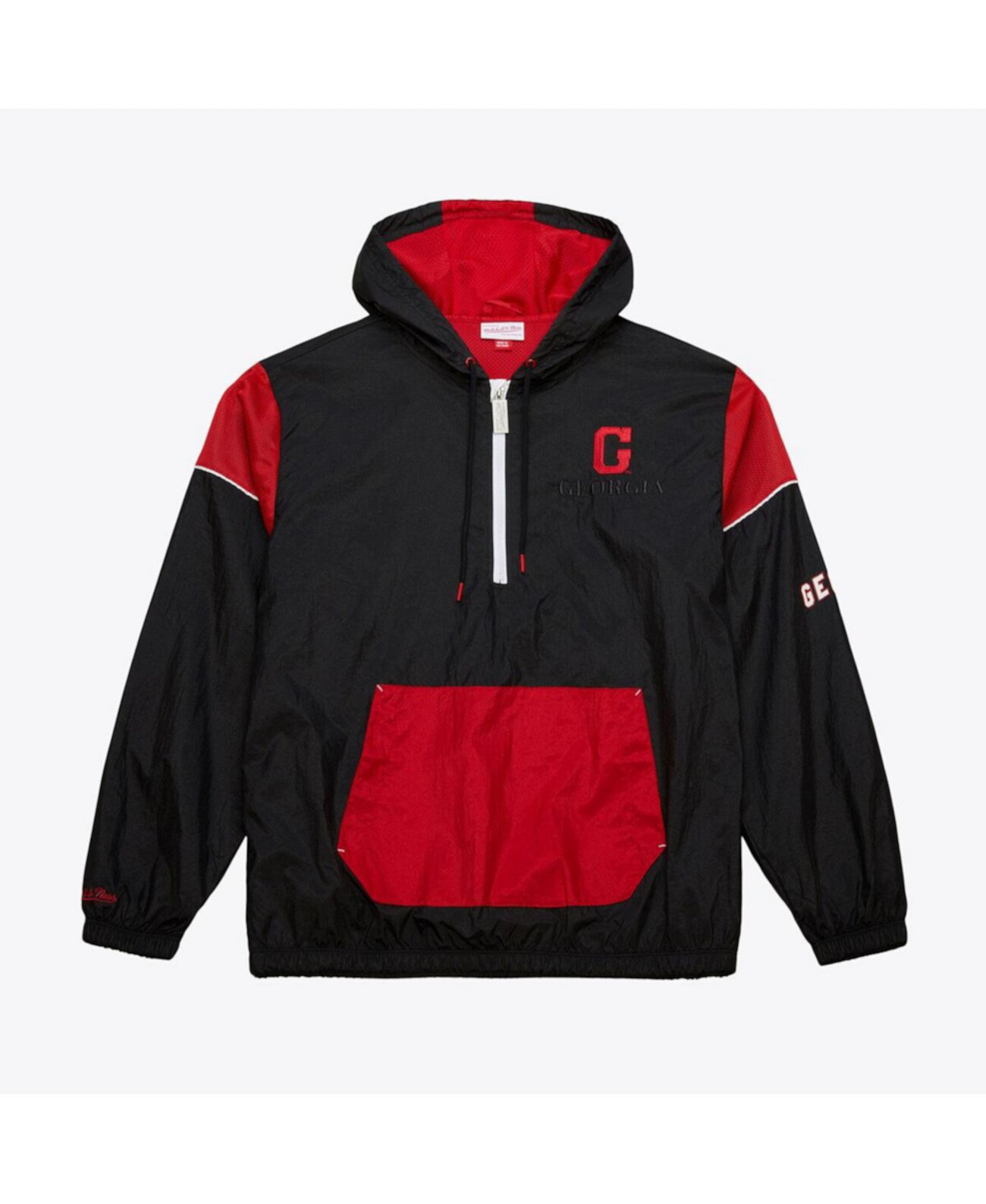 Men's Black Georgia Bulldogs Anorak Vintage Logo Half-Zip Hoodie Jacket Mitchell & Ness