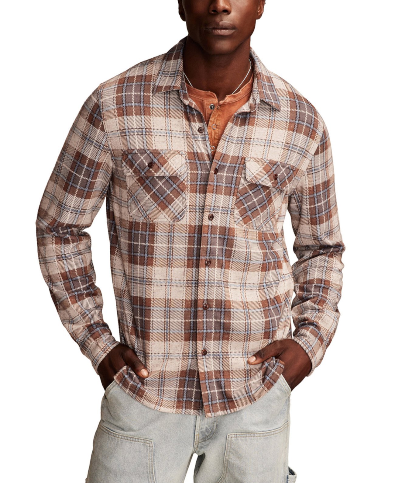 Men's Brushed Long Sleeve Knit Shirt Lucky Brand