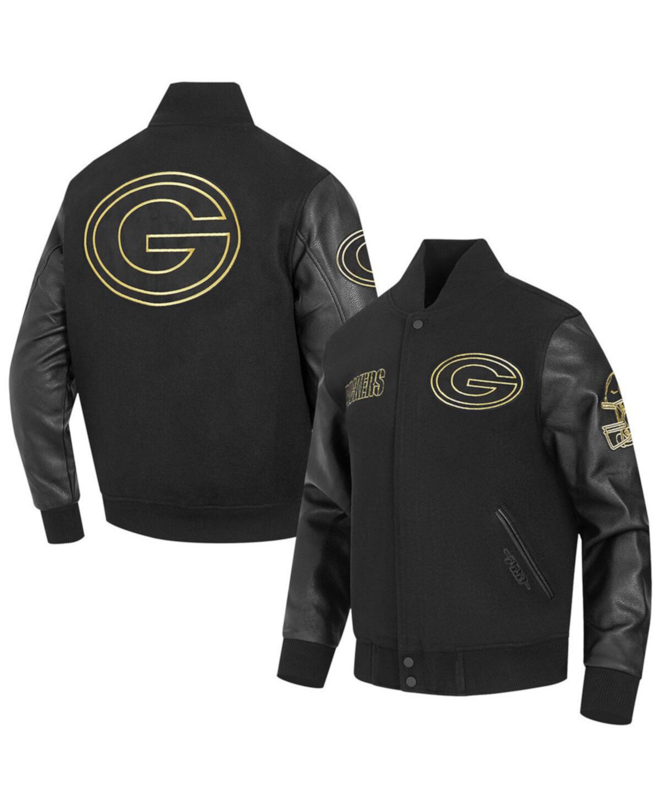 Men's Black Green Bay Packers Full-Zip Varsity Jacket Pro Standard