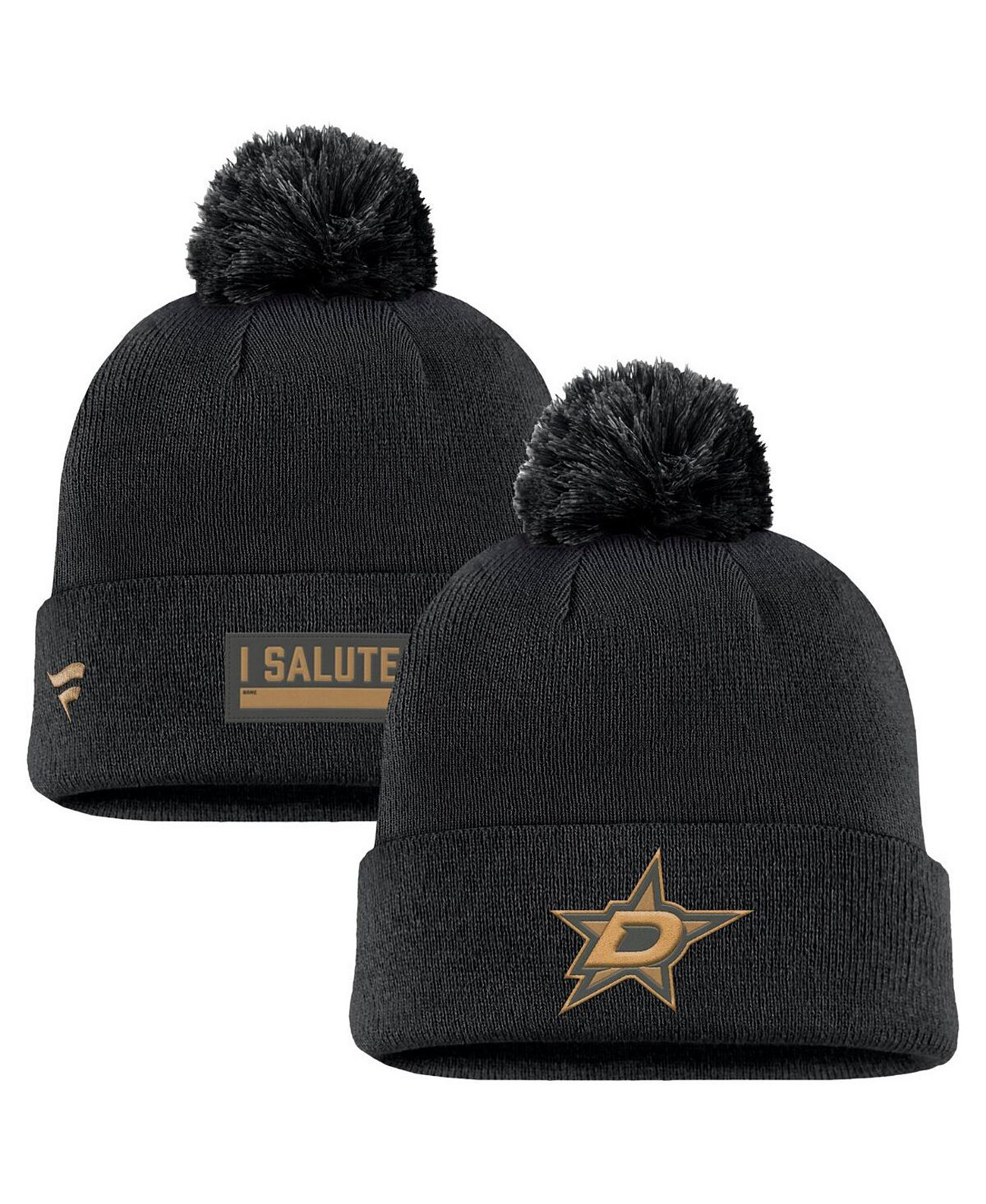 Men's Black Dallas Stars Authentic Pro Military Appreciation Cuffed Knit Hat with Pom Fanatics