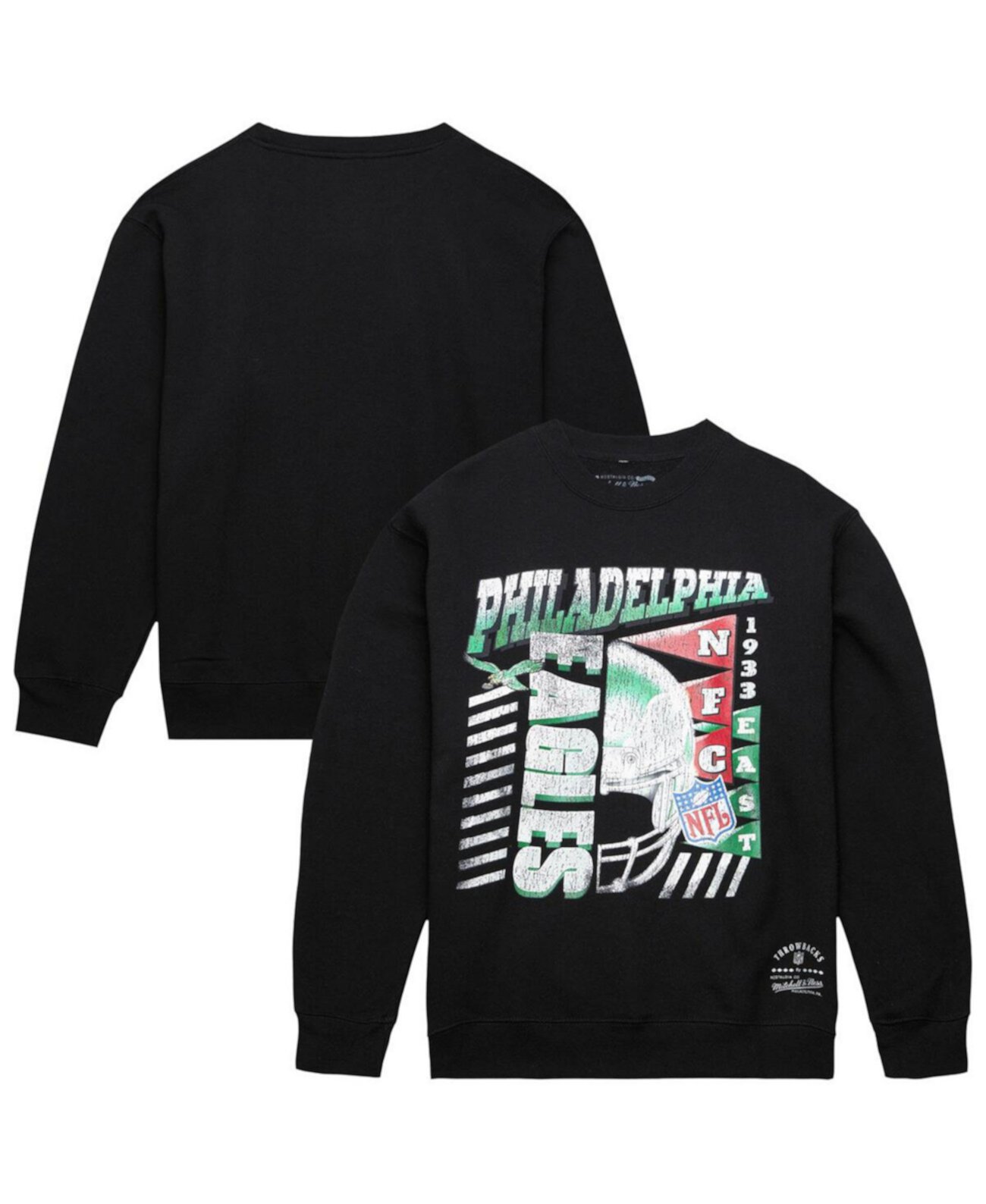 Men's Black Philadelphia Eagles Easy Cool Pullover Sweatshirt Mitchell & Ness