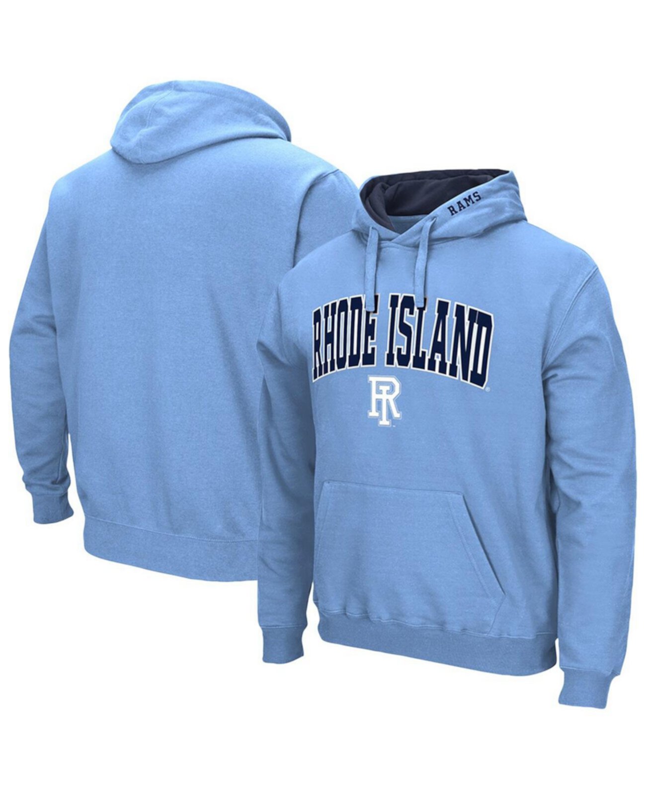 Men's Light Blue Rhode Island Rams Arch & Logo 3.0 Pullover Hoodie Colosseum