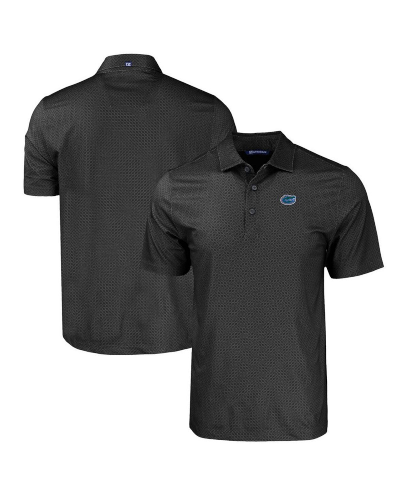 Men's Black Florida Gators Pike Eco Tonal Geo Print Stretch Polo Cutter & Buck