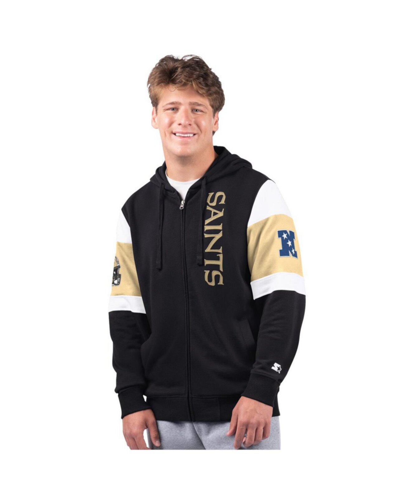 Men's Black New Orleans Saints Extreme Full-Zip Hoodie Starter