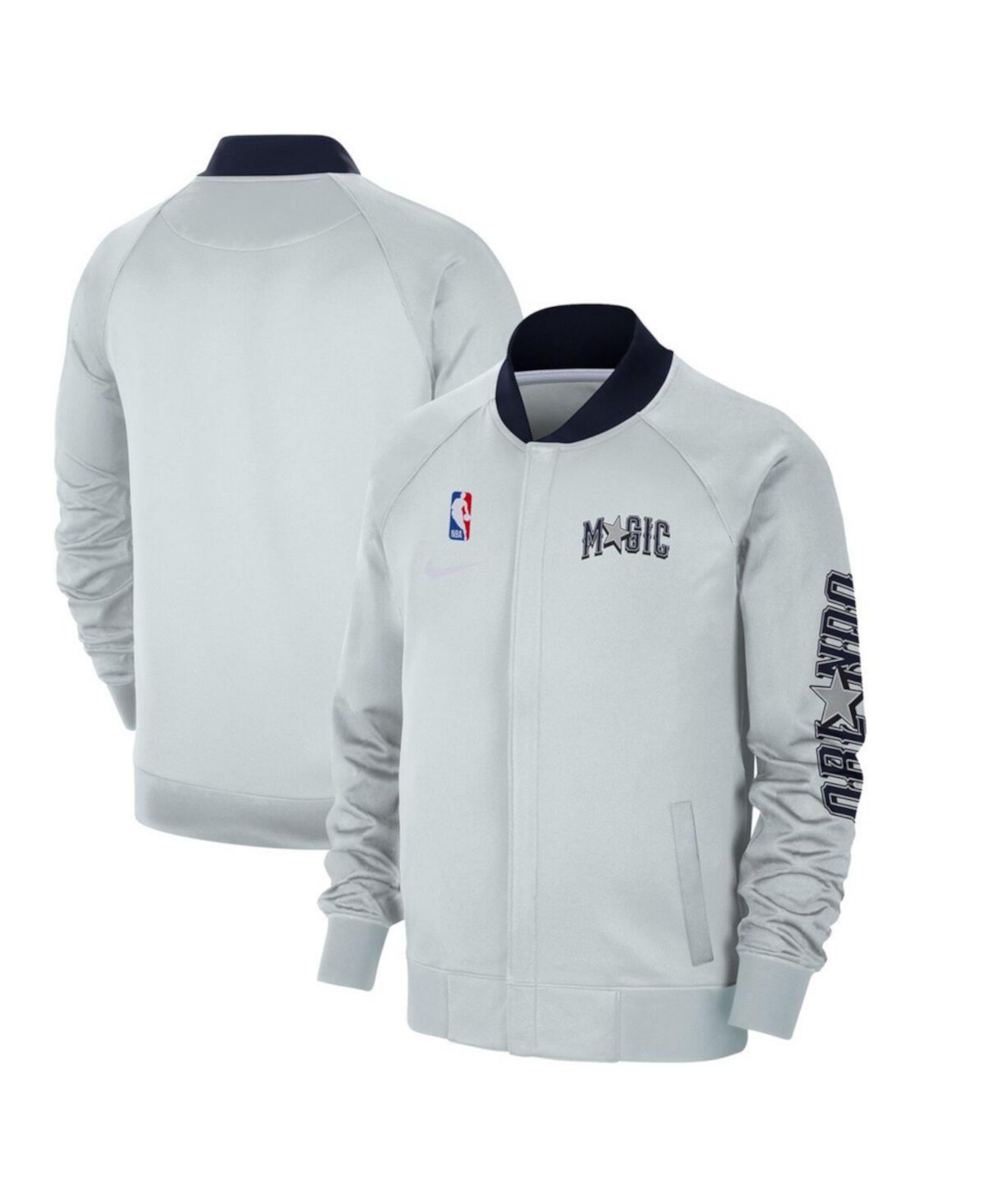 Мужская серебристая куртка Nike Orlando Magic 2024/25 City Edition с полным замком и технологией Dri-FIT Nike