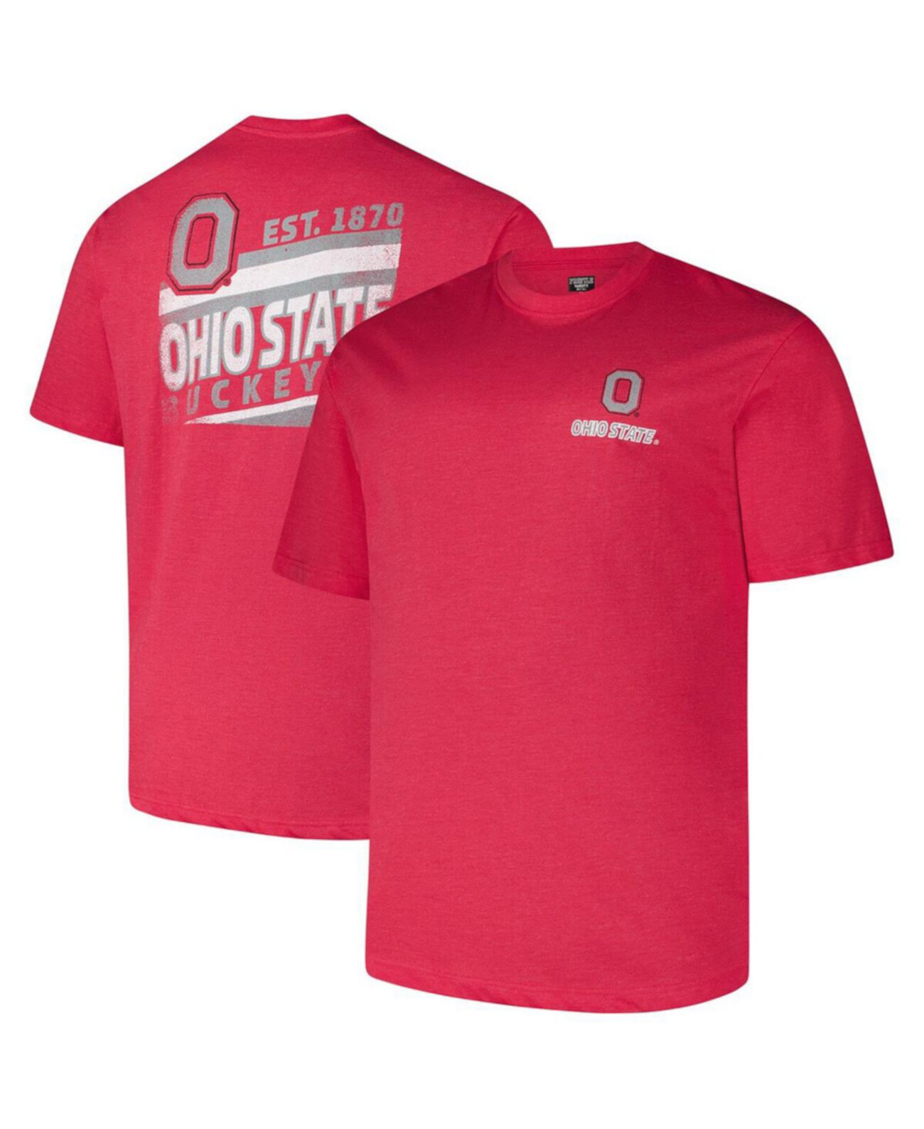 Мужская футболка Fanatics Scarlet Ohio State Buckeyes Big Tall с короткими рукавами и винтажным эффектом Fanatics