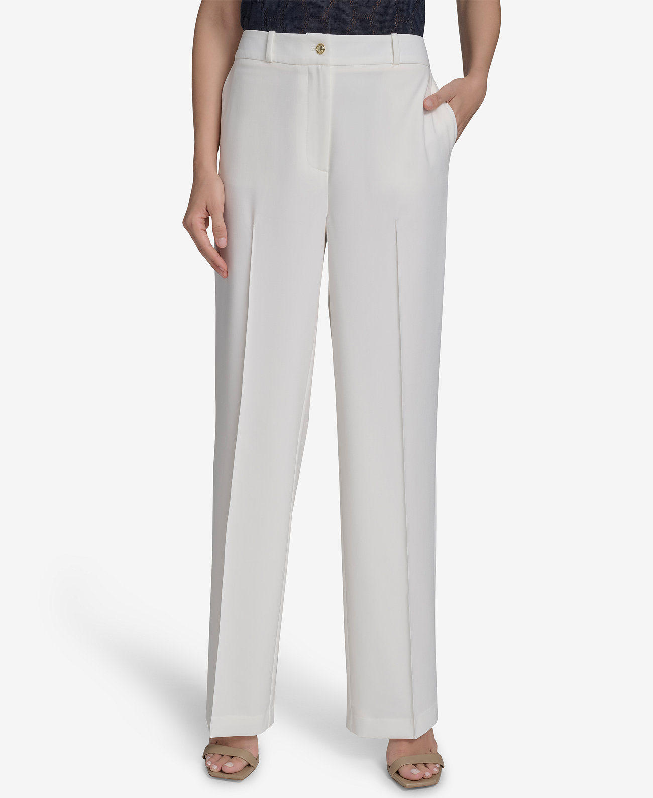 Women's Straight-Leg Mid-Rise Ankle Pants Halston