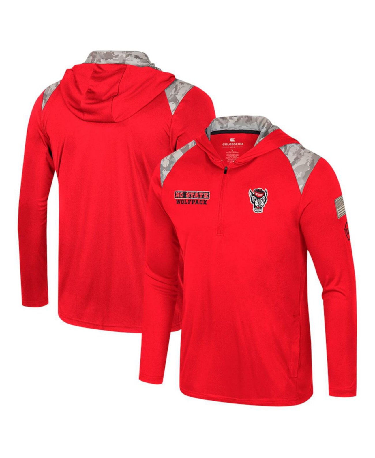 Men's Red Louisville Cardinals OHT Military Appreciation Quarter-Zip Hoodie Jacket Colosseum