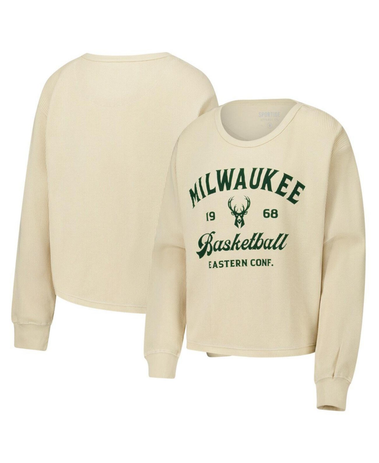 Men's and Women's Cream Milwaukee Bucks High Country Collection Cullen Waffle Knit Long Sleeve T-Shirt Sportiqe