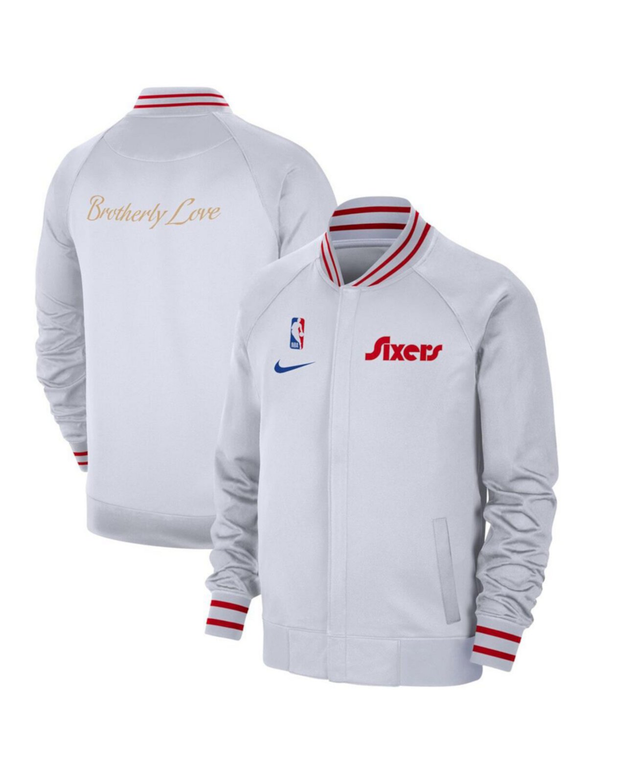 Мужская белая куртка с полной застежкой на молнии Philadelphia 76ers City Edition 2024/25, Nike Nike