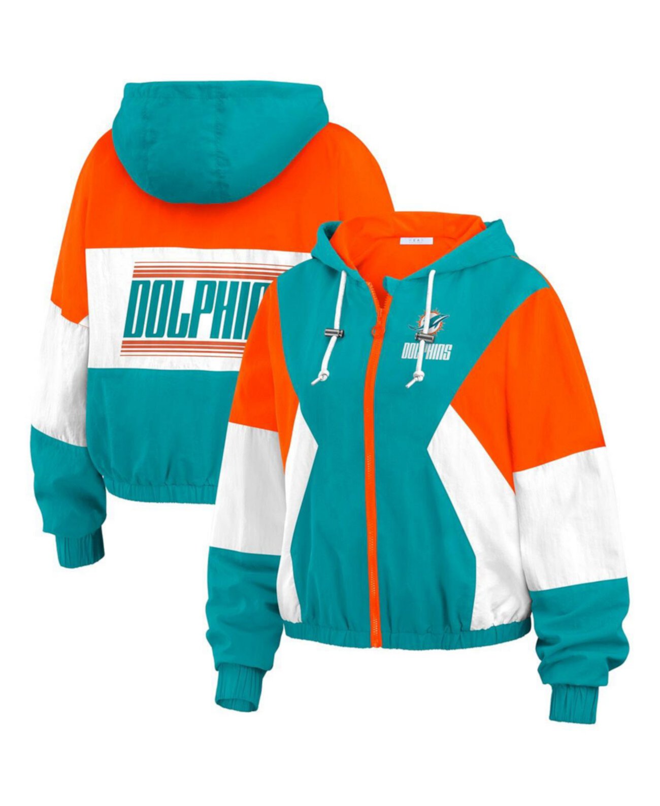 Women's Aqua Miami Dolphins Color Block Full-Zip Windbreaker Jacket WEAR by Erin Andrews