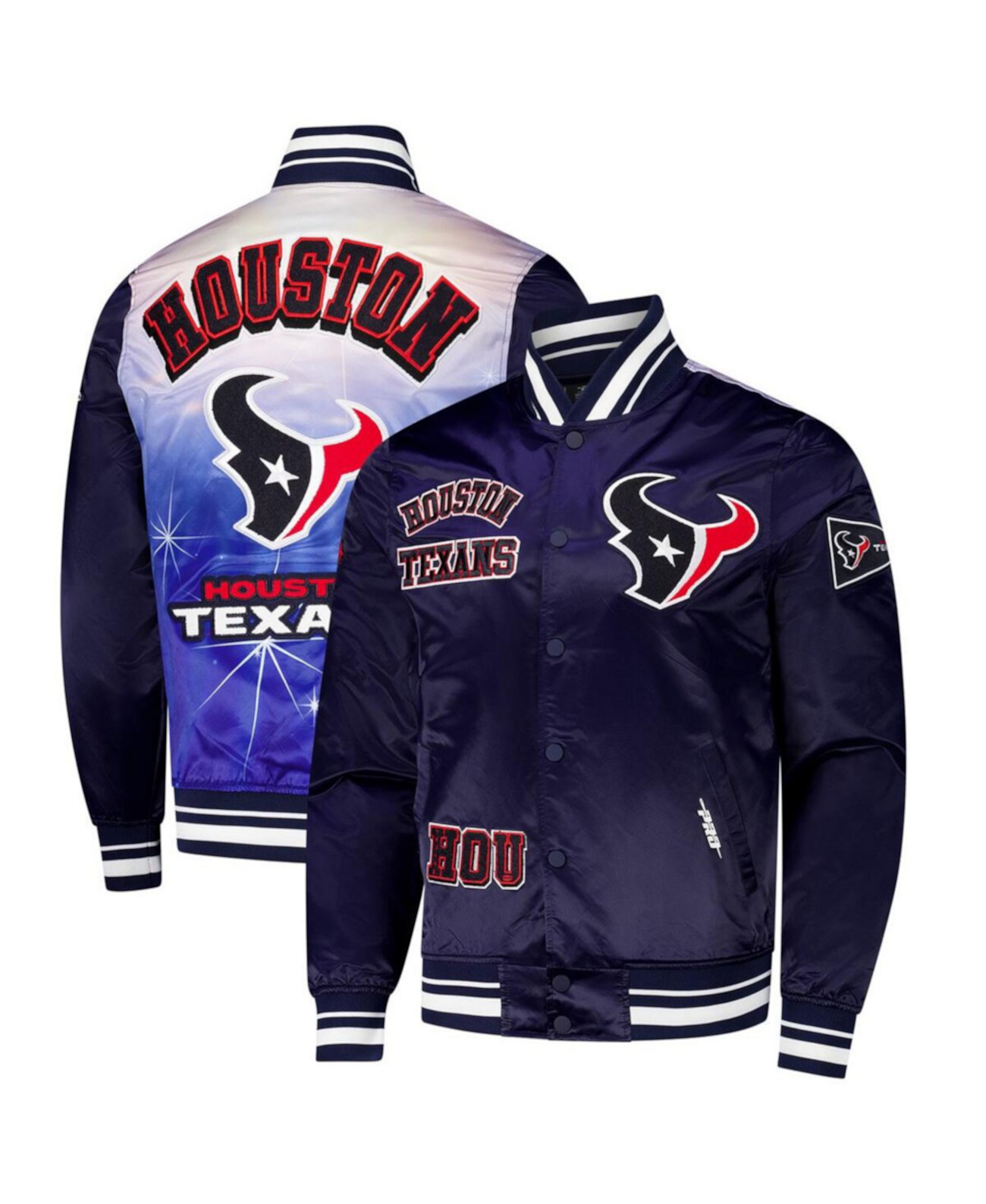 Men's Navy Houston Texans Sublimated Satin Full-Snap Jacket Pro Standard