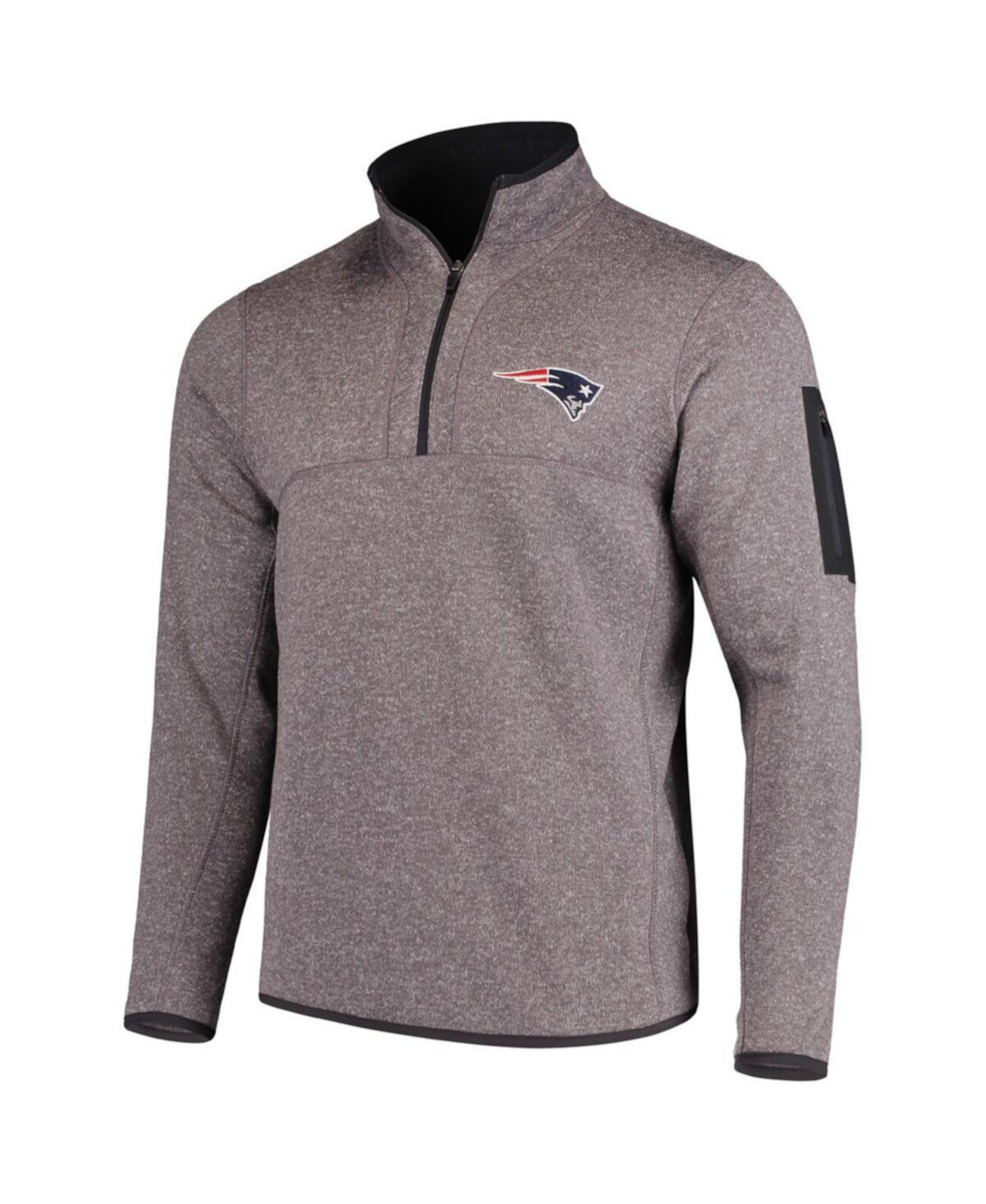 Men's Charcoal New England Patriots Fortune Quarter-Zip Pullover Jacket Antigua