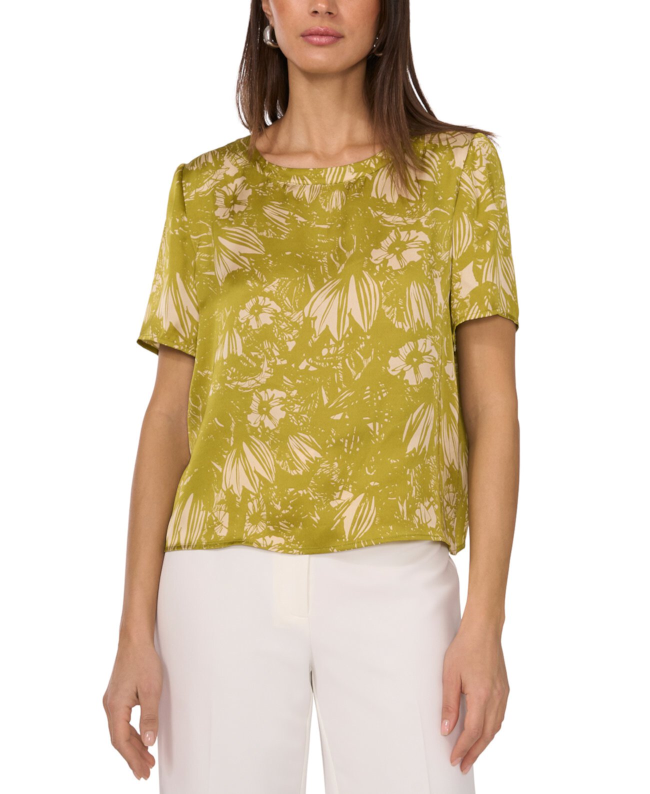 Women's Printed Short-Sleeve Round-Neck Top Vince Camuto