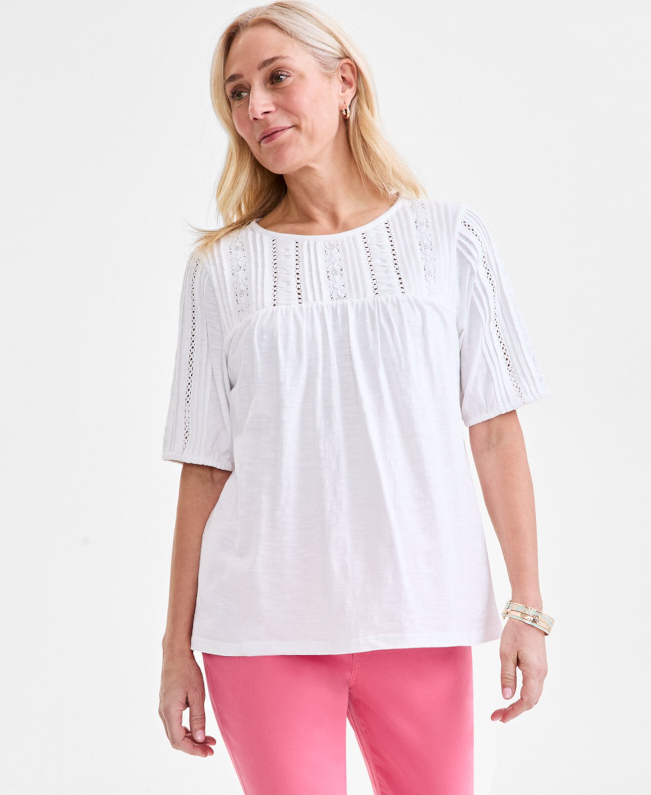 Women's Cotton Round-Neck Top, Exclusively at Macy's Style & Co