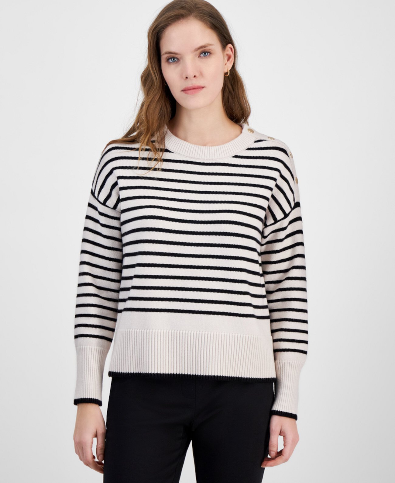 Women's Striped Crewneck Sweater T Tahari