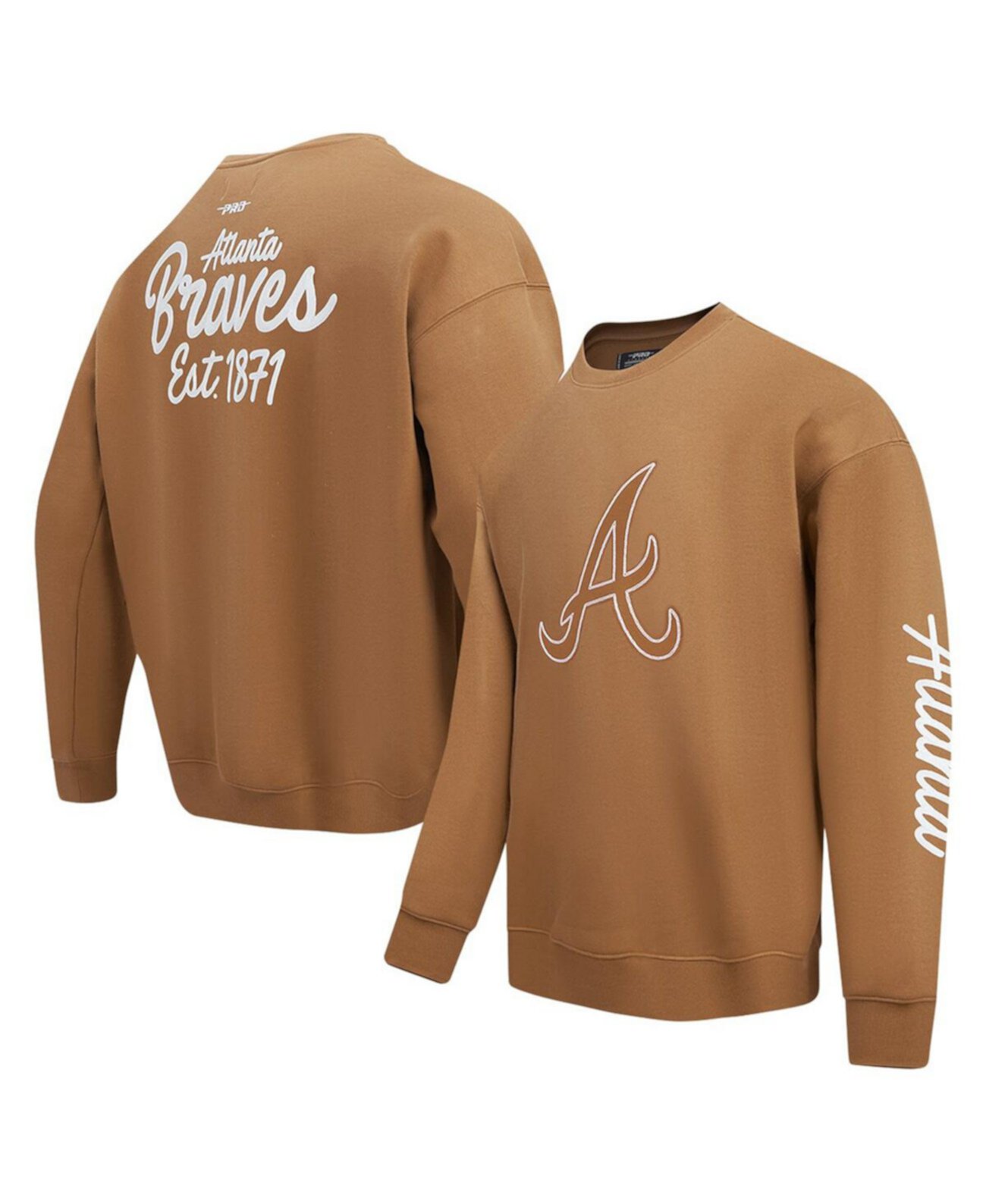 Men's Brown Atlanta Braves Paint The City Dropped Shoulder Pullover Sweatshirt Pro Standard