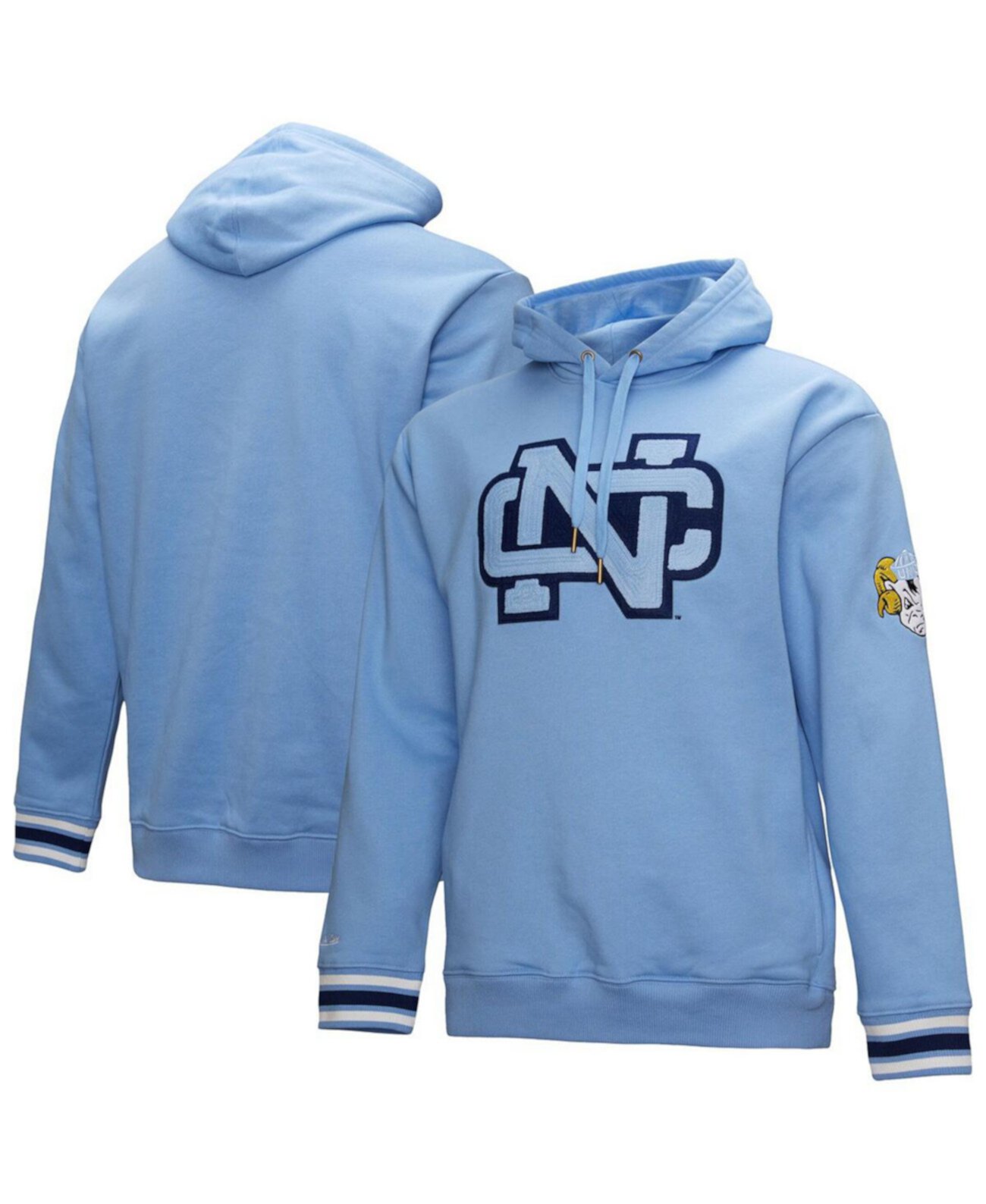 Men's Carolina Blue North Carolina Tar Heels Chain stich Fleece Pullover Hoodie Mitchell & Ness