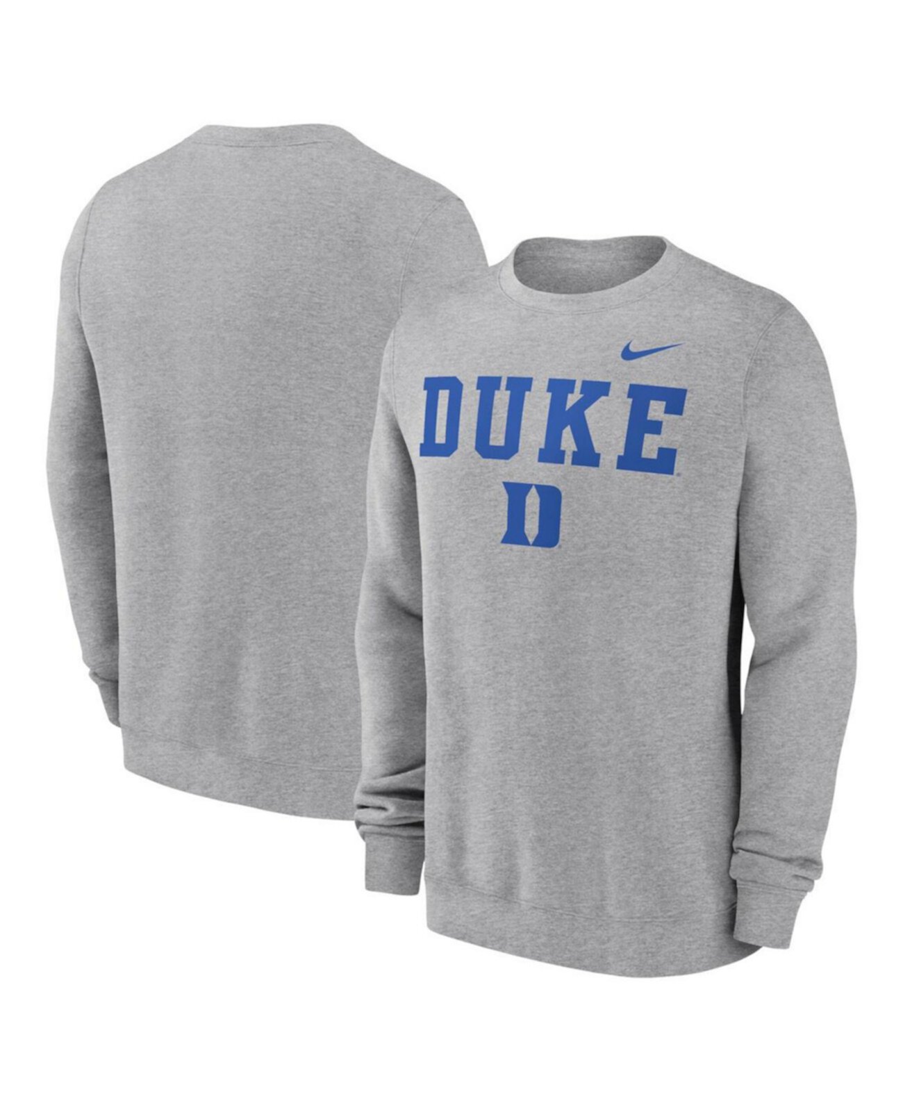 Men's Heather Gray Duke Blue Devils Primetime Primary Stack Pullover Sweatshirt Nike